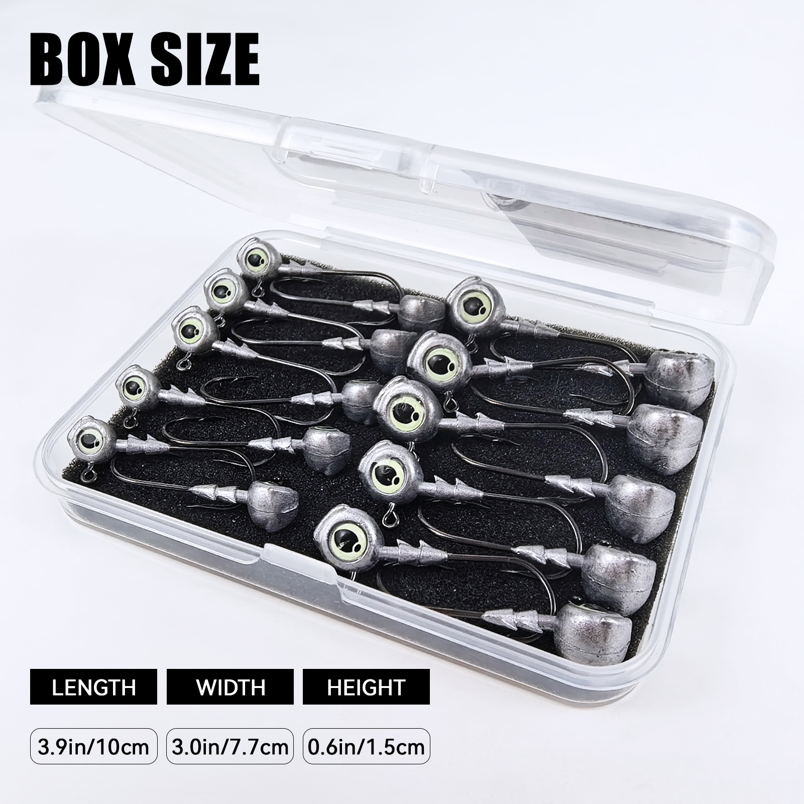 FREE FISHER 20pcs/Box Jig Head Hooks with 3D Luminous Fisheye,3.5g/5g/7g/10g Fishing Texas Rigs Accessories Fishhook for Swimbaits Soft Lures