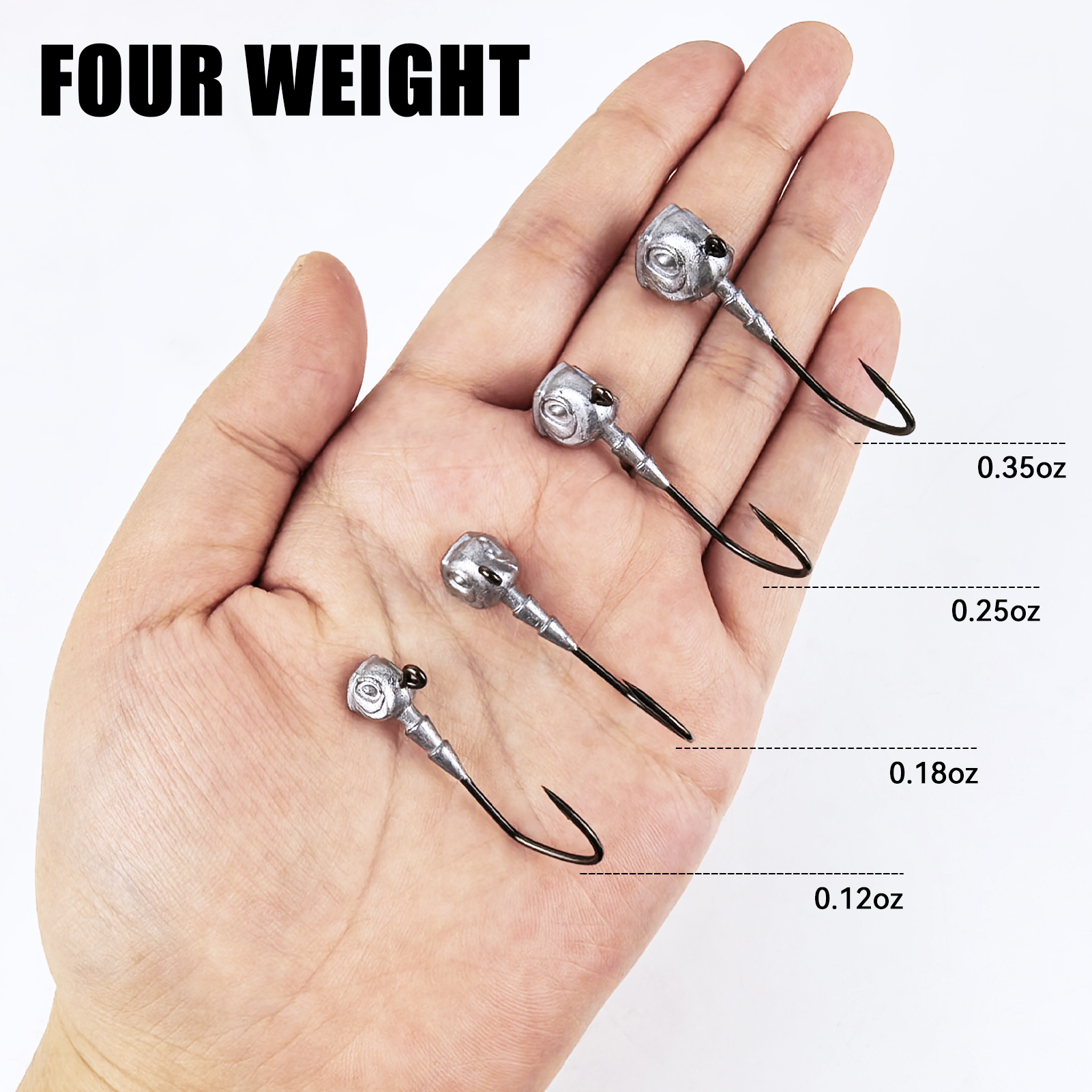FREE FISHER 20pcs/Box Jig Head Hooks with 3D Luminous Fisheye,3.5g/5g/7g/10g Fishing Texas Rigs Accessories Fishhook for Swimbaits Soft Lures