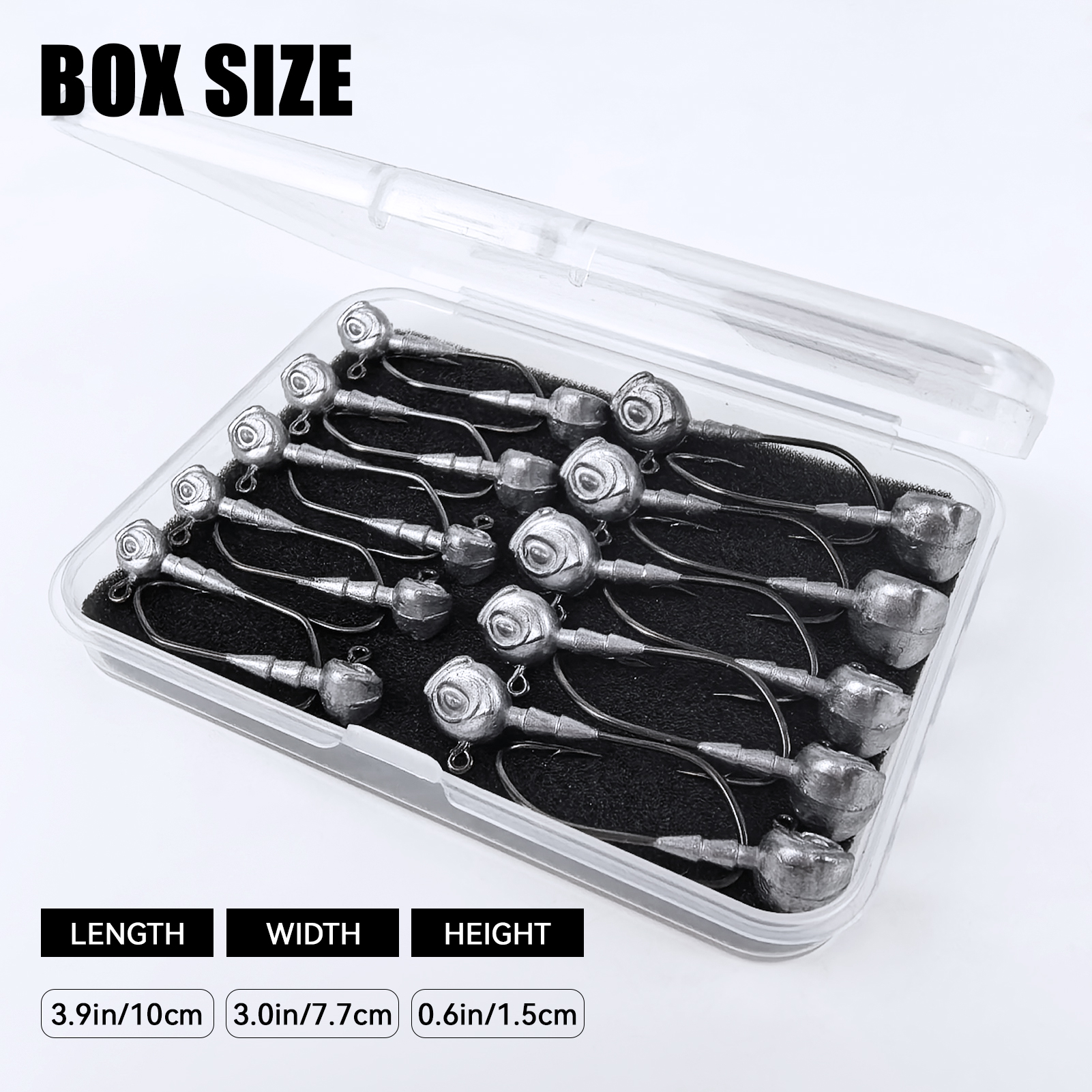 FREE FISHER 20pcs/Box Jig Head Hooks with 3D Luminous Fisheye,3.5g/5g/7g/10g Fishing Texas Rigs Accessories Fishhook for Swimbaits Soft Lures