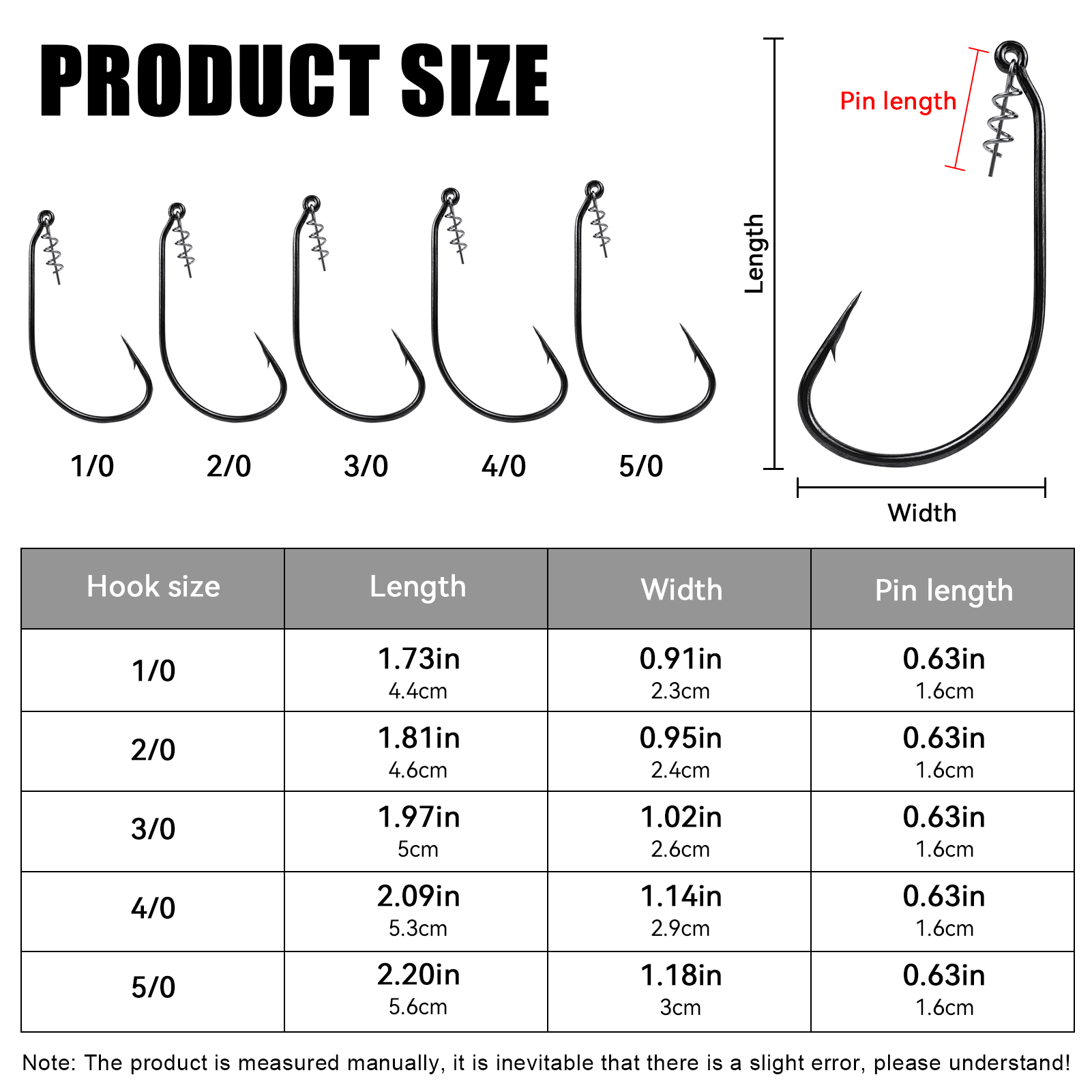 FREE FISHER 30pcs/Box Sharp Fishing Hook with Spring Twist Lock,Worm Lure Hooks Rig,Mixed Size 1/0#-5/0# Crankhook Bait Stopper