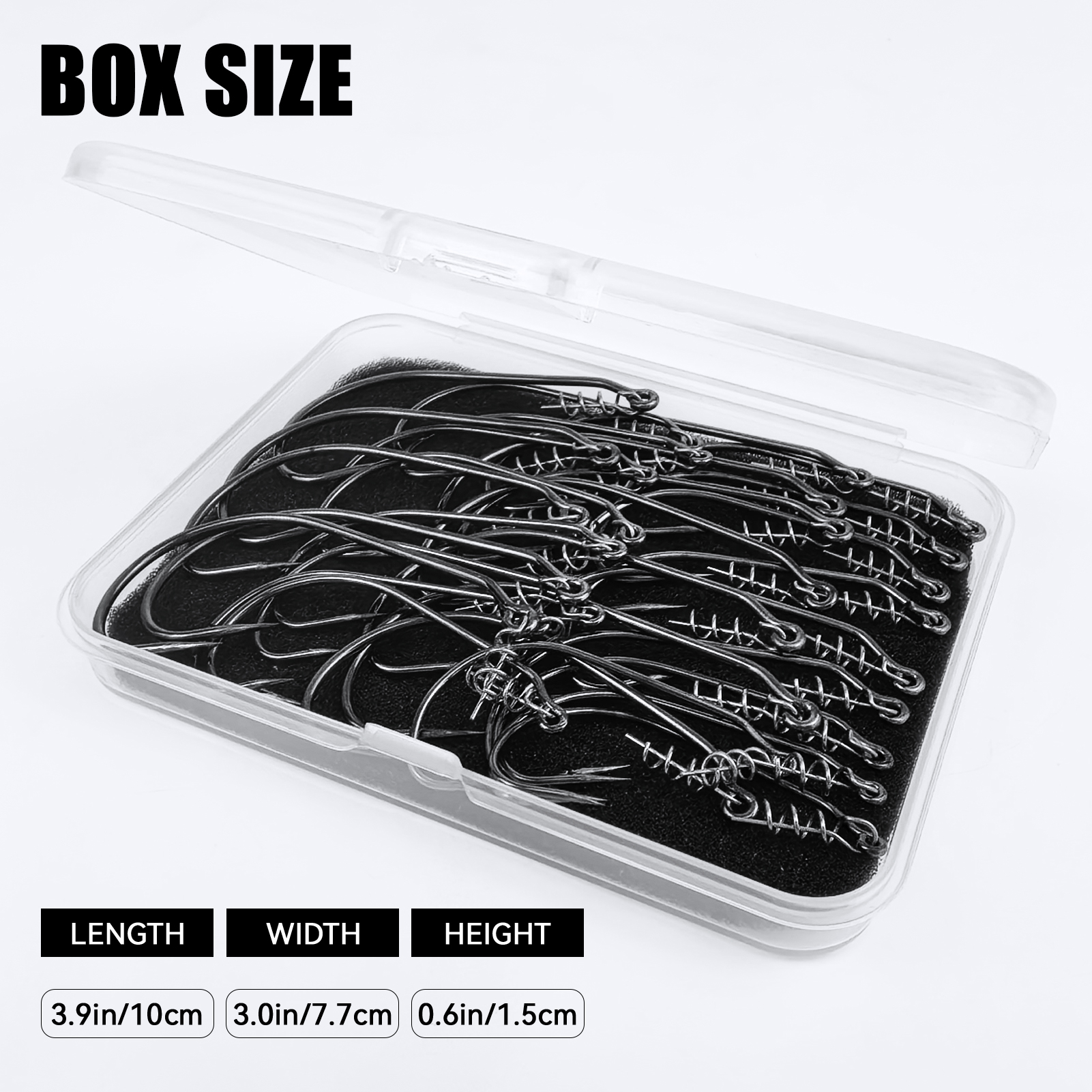 FREE FISHER 30pcs/Box Sharp Fishing Hook with Spring Twist Lock,Worm Lure Hooks Rig,Mixed Size 1/0#-5/0# Crankhook Bait Stopper