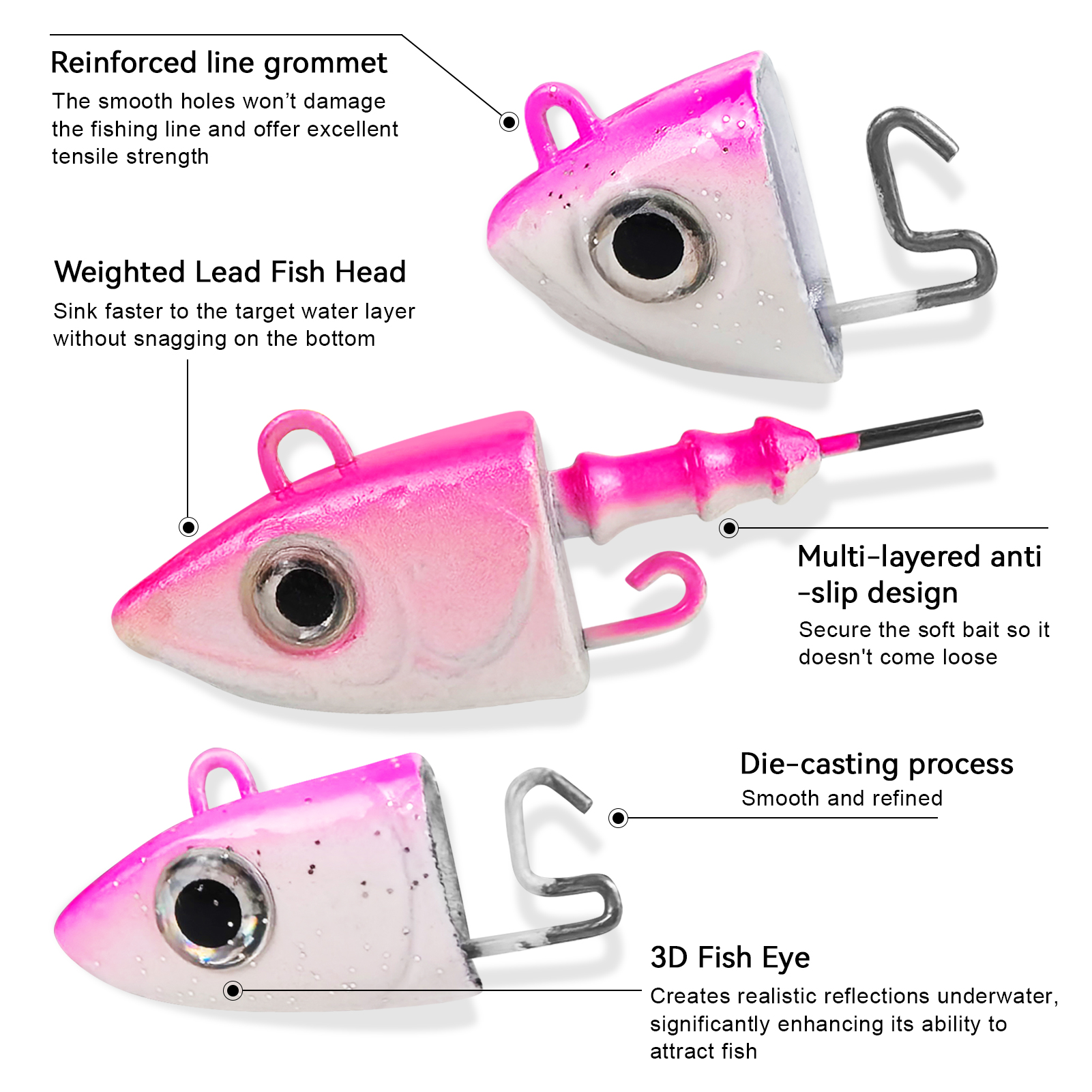 FREE FISHER 12pcs/Box Jig Head Without Hook,10g 12g 23g Eye Jigging Heads,Fishing Weights Hard Bait,Fishing Accessories Gear Kit