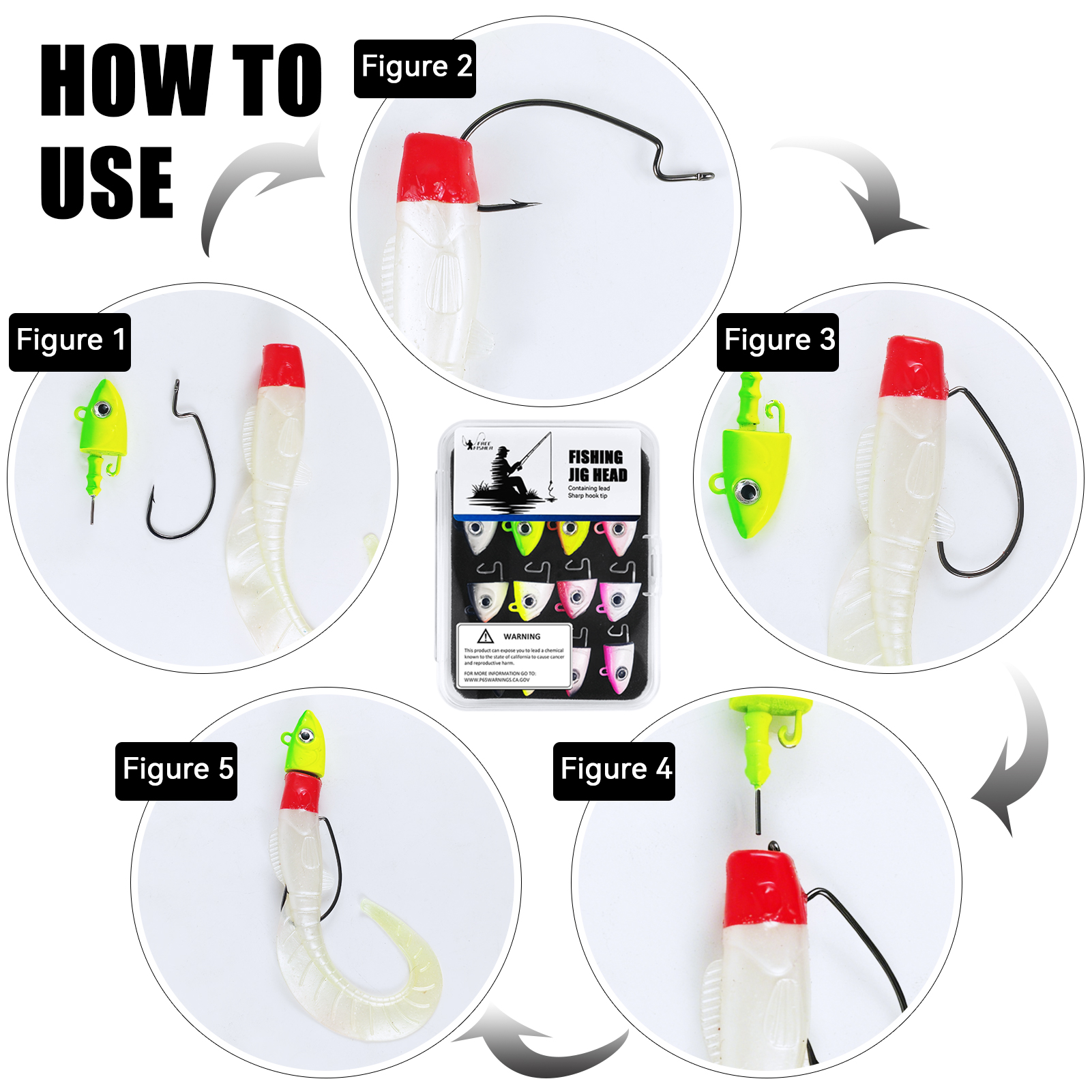 FREE FISHER 12pcs/Box Jig Head Without Hook,10g 12g 23g Eye Jigging Heads,Fishing Weights Hard Bait,Fishing Accessories Gear Kit