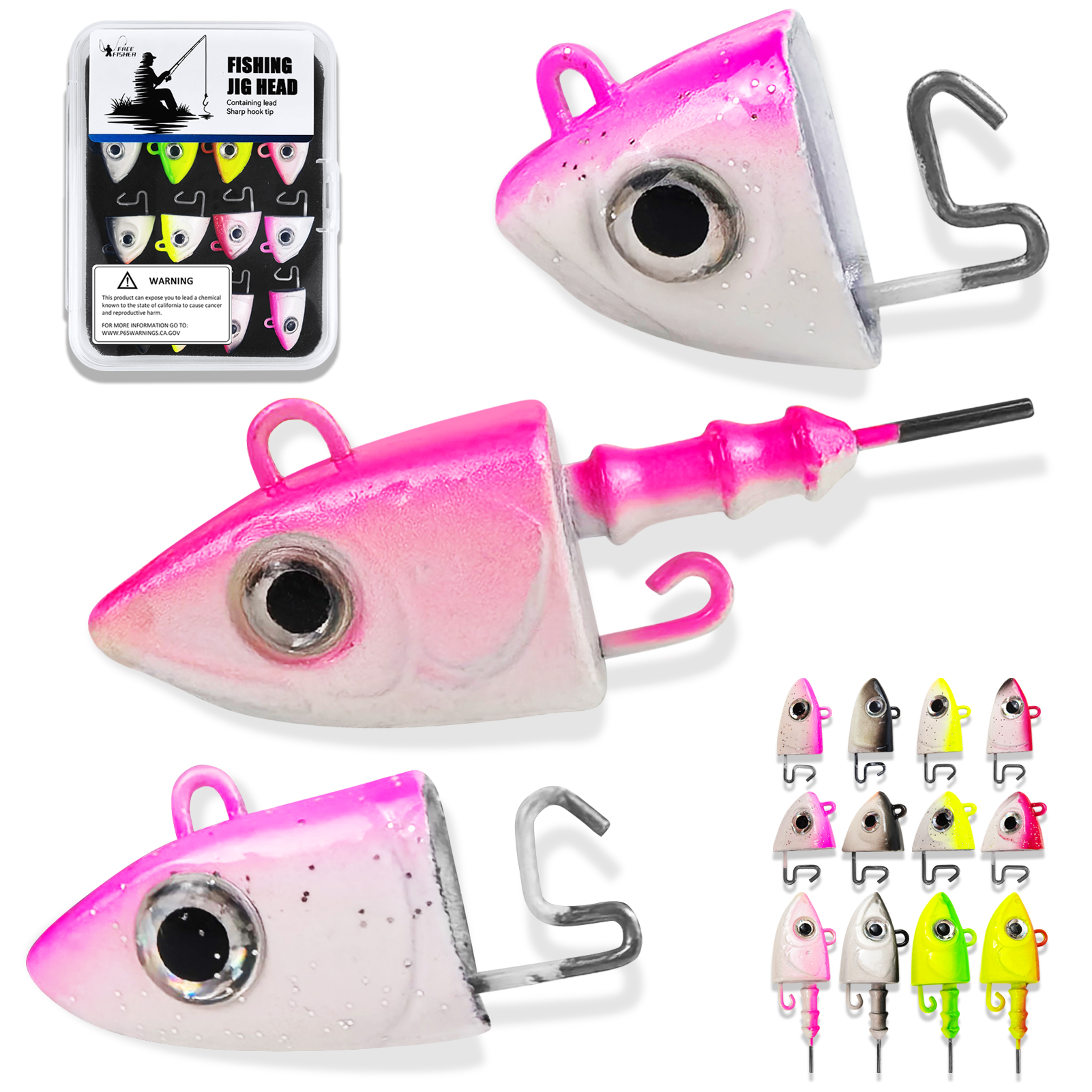 FREE FISHER 12pcs/Box Jig Head Without Hook,10g 12g 23g Eye Jigging Heads,Fishing Weights Hard Bait,Fishing Accessories Gear Kit