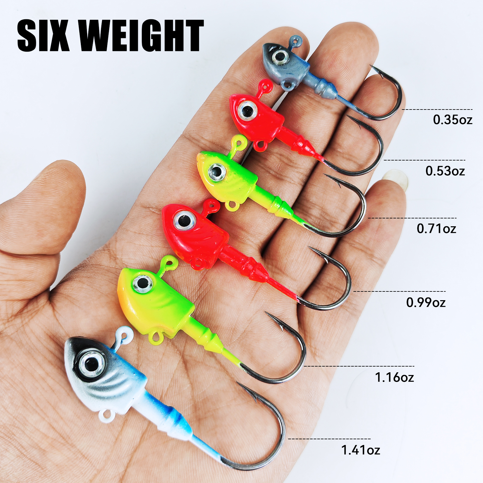 FREE FISHER 12pcs/Box Jig Heads Fishing Hooks,Fishing Lead Head Fish Bait,10g-40g Saltwater Jigging Fishhook for Soft Worm Lures