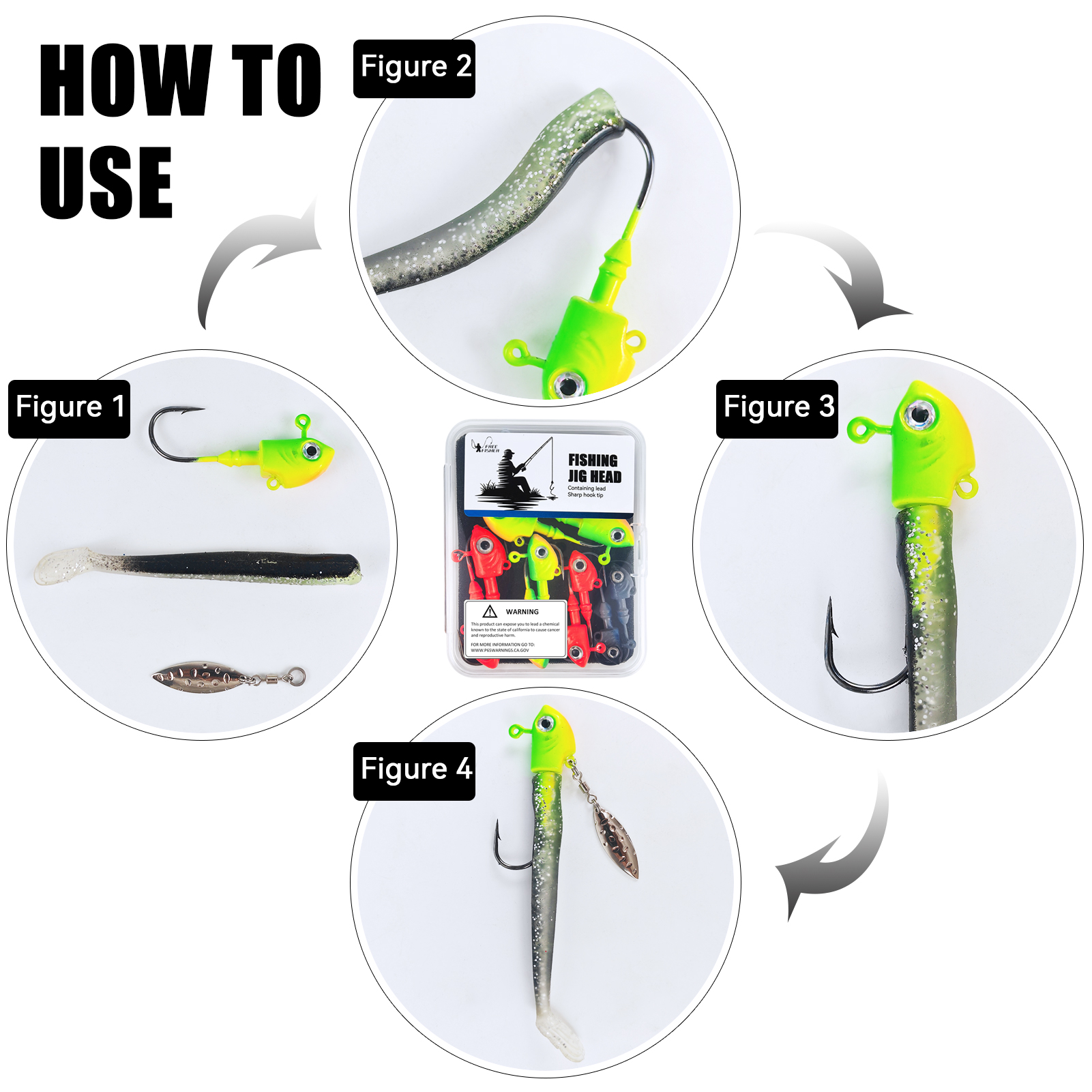 FREE FISHER 12pcs/Box Jig Heads Fishing Hooks,Fishing Lead Head Fish Bait,10g-40g Saltwater Jigging Fishhook for Soft Worm Lures