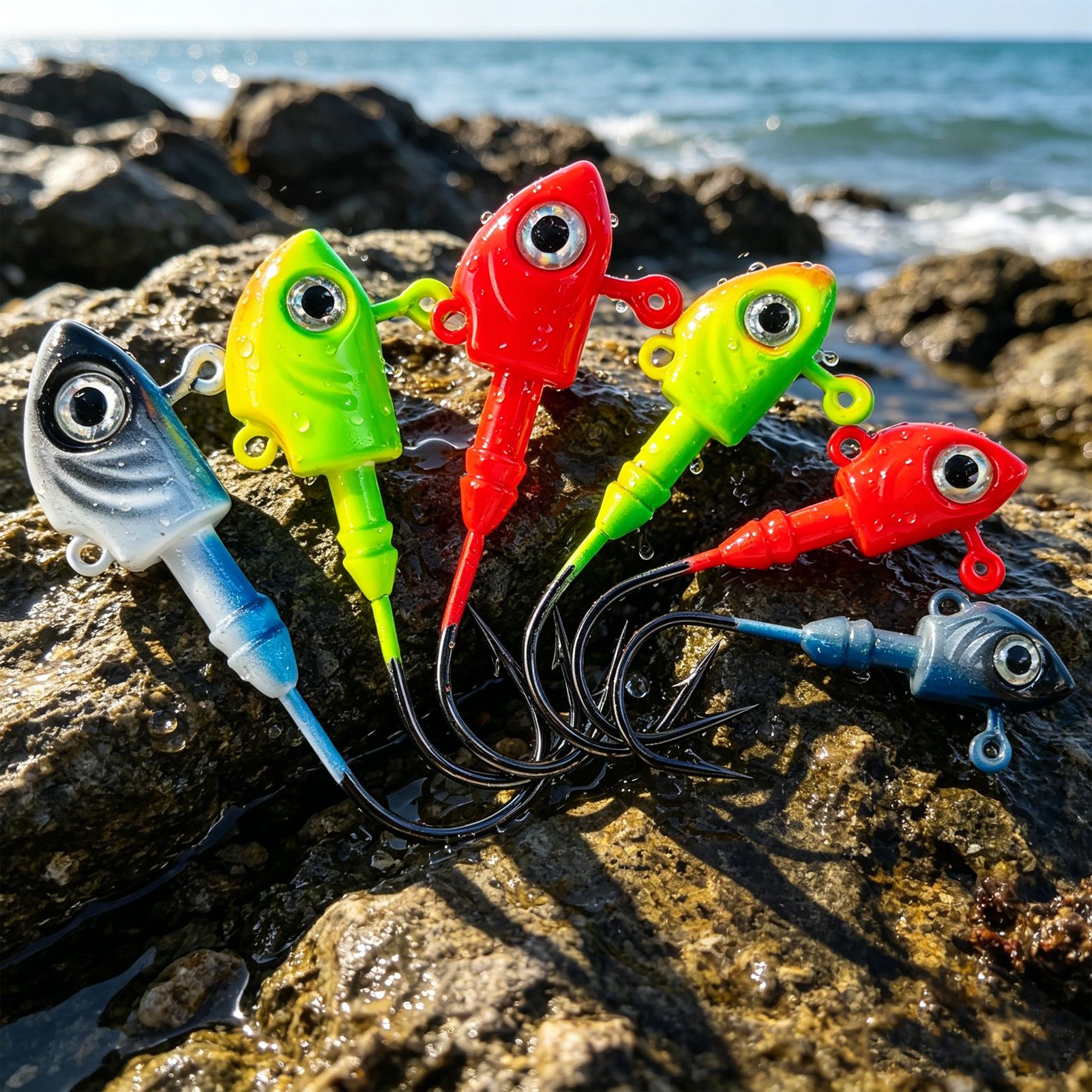 FREE FISHER 12pcs/Box Jig Heads Fishing Hooks,Fishing Lead Head Fish Bait,10g-40g Saltwater Jigging Fishhook for Soft Worm Lures