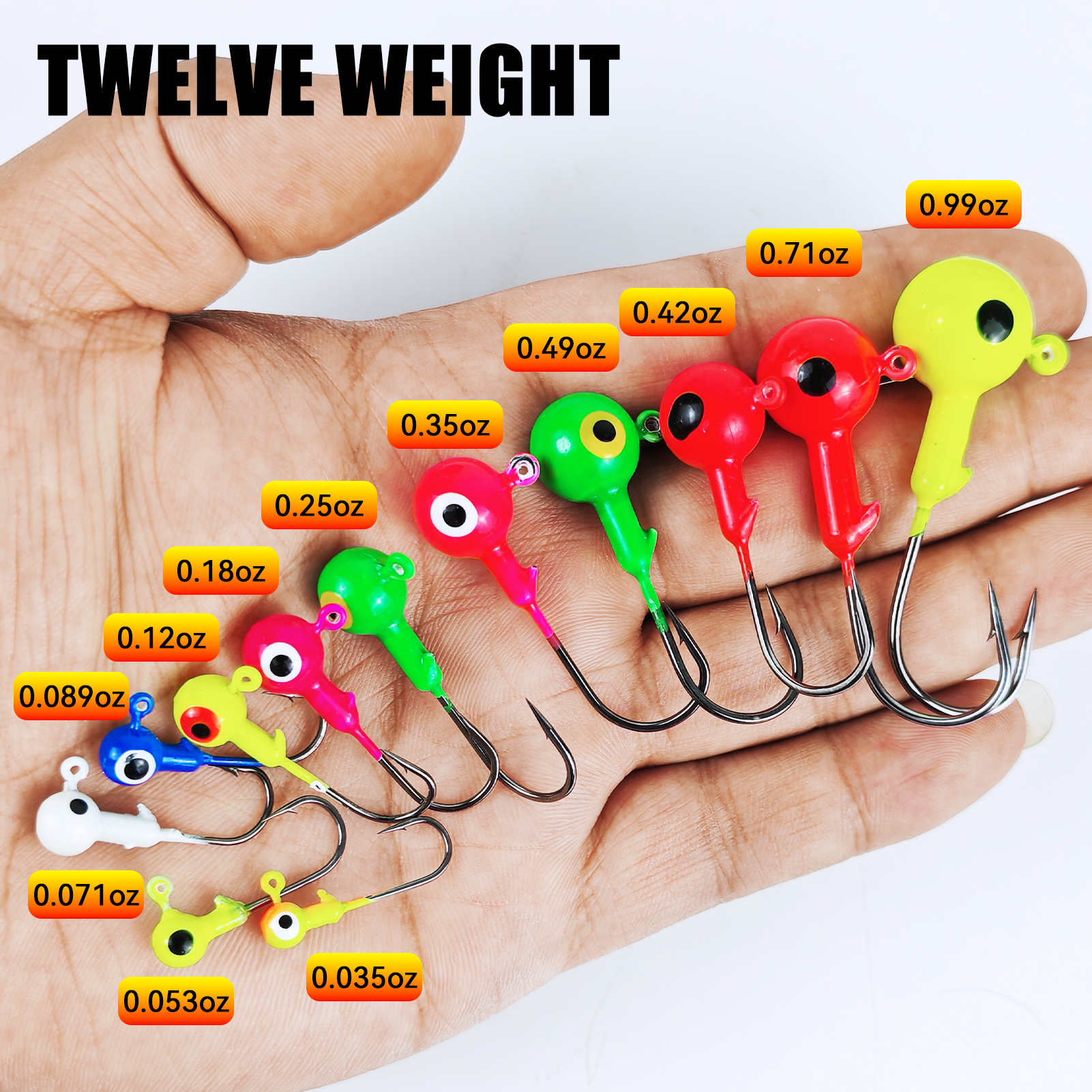 FREE FISHER 24pcs/Box Fishing Lead Head Fish Bait,Jig Heads Fishing Hooks,1g-28g Saltwater Jigging Fishhook for Soft Worm Bass Lures