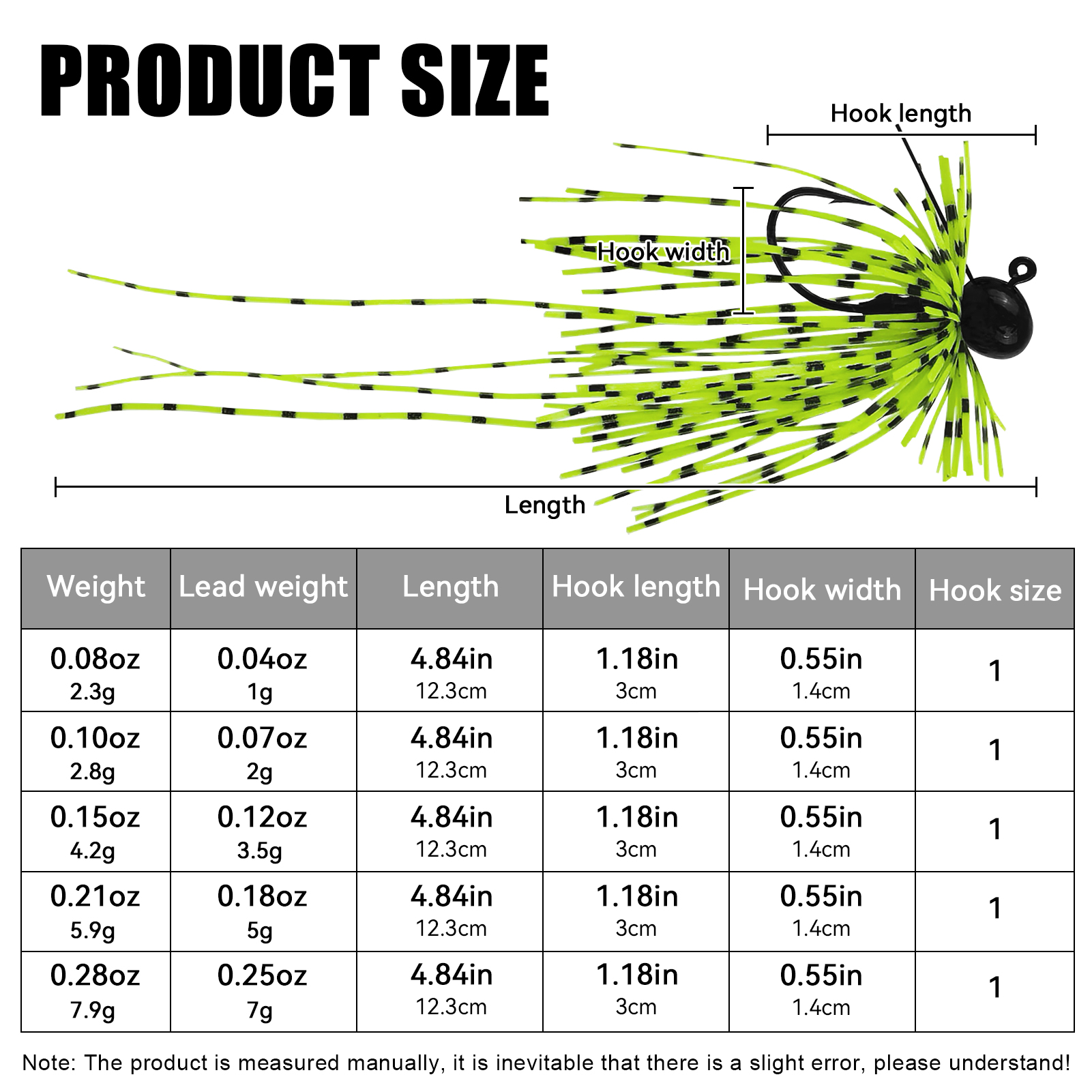 FREE FISHER 6pcs/Box Micro Chatterbait Fishing Jig Lure,2.3g-7.9g Football Jigging Head Hook with Rubber Skirts,Swim Wire Baits