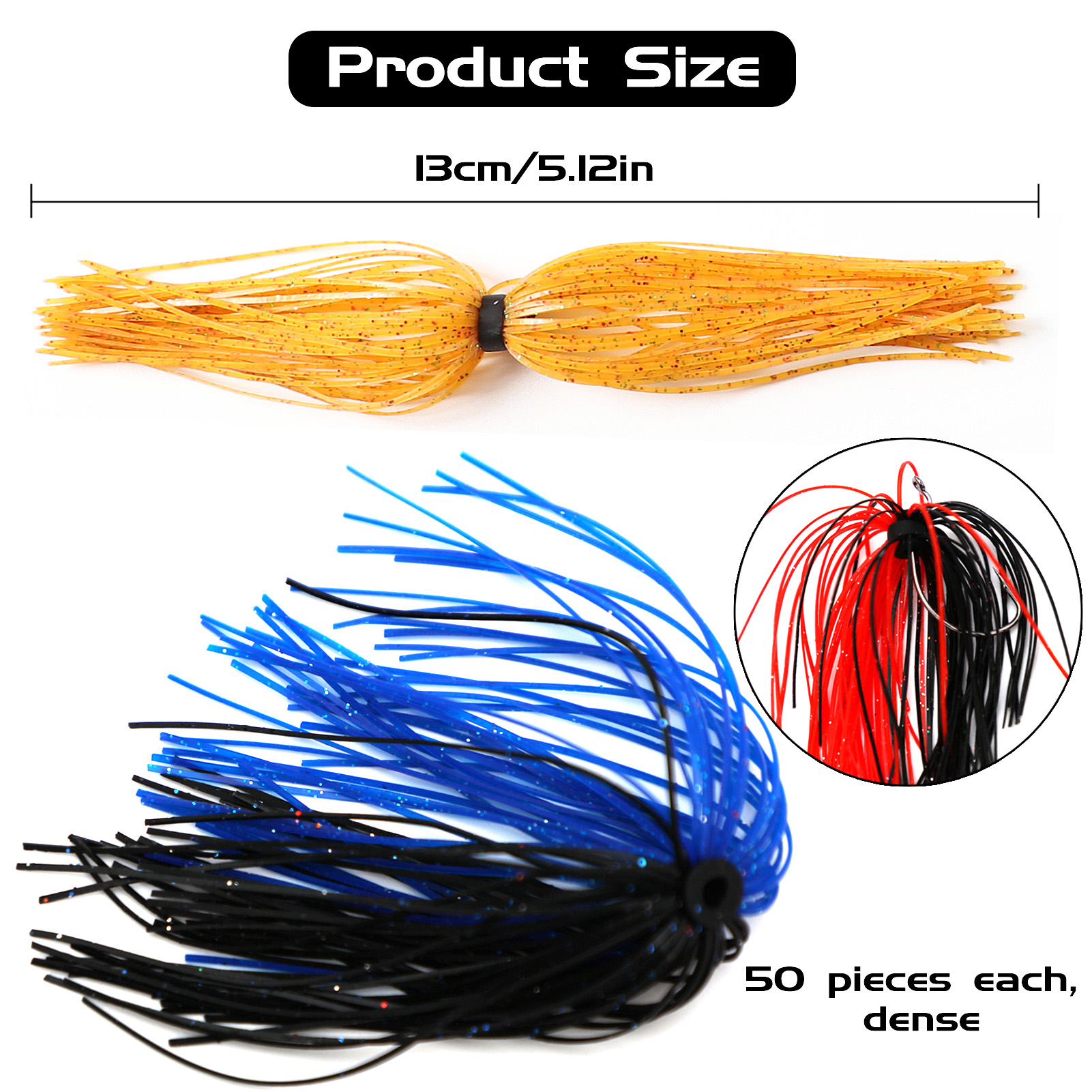 FREE FISHER 10 Bundles/Set Fishing Silicone Skirts,13cm/5.12in Spinnerbaits Buzzbaits Accessories,DIY Squid Jigs Spinner Spoons Frogs