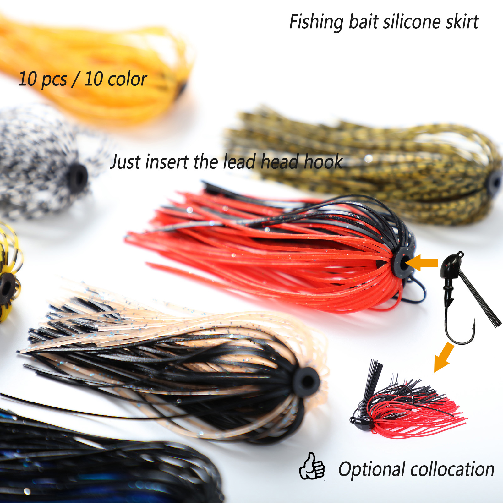 FREE FISHER 10 Bundles/Set Fishing Silicone Skirts,13cm/5.12in Spinnerbaits Buzzbaits Accessories,DIY Squid Jigs Spinner Spoons Frogs