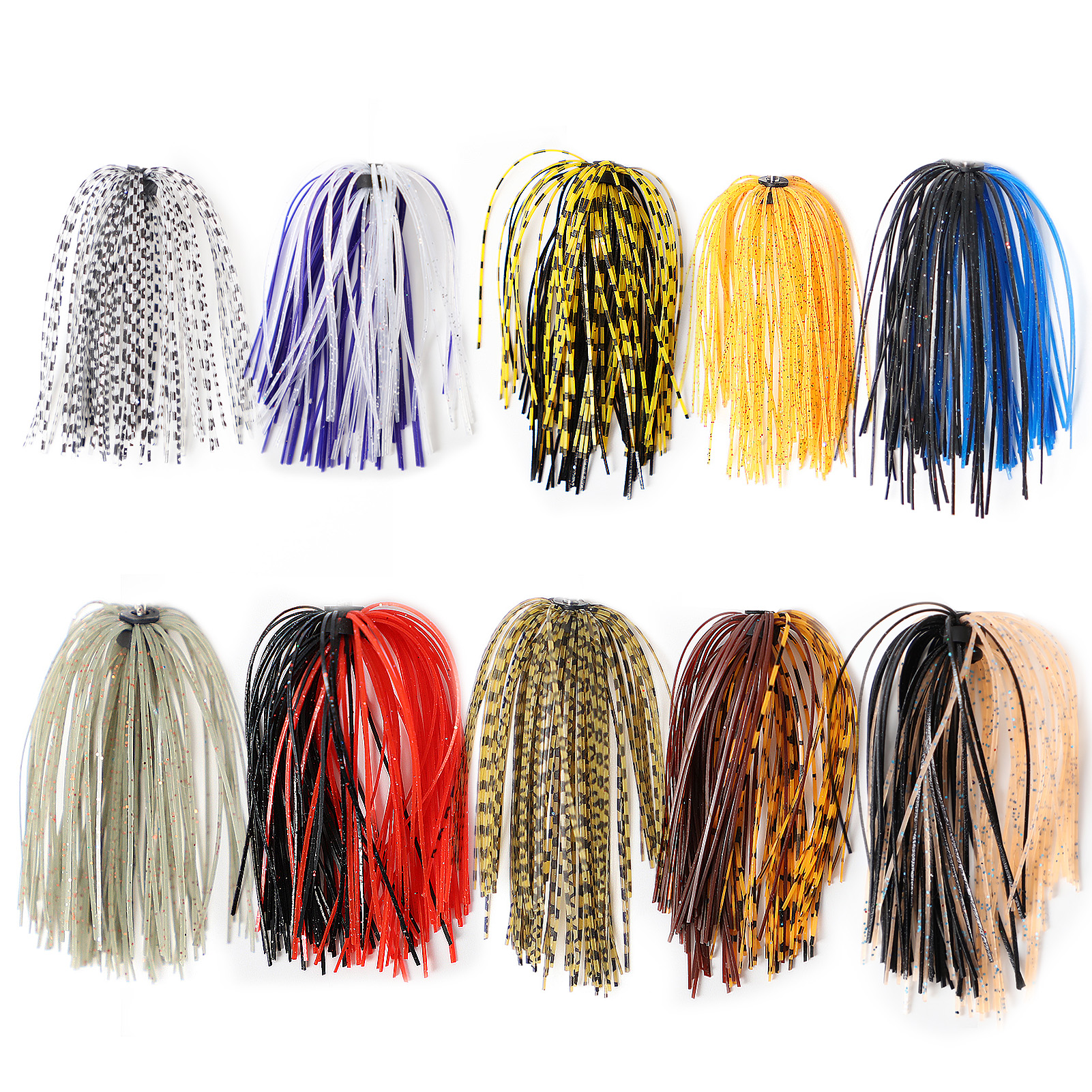 FREE FISHER 10 Bundles/Set Fishing Silicone Skirts,13cm/5.12in Spinnerbaits Buzzbaits Accessories,DIY Squid Jigs Spinner Spoons Frogs