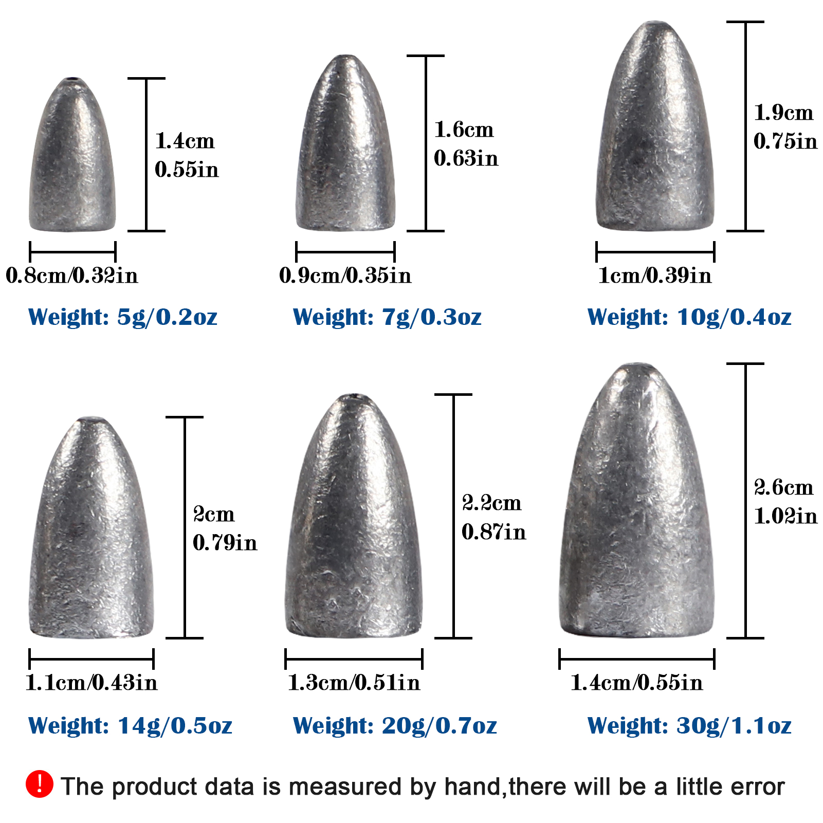 FREE FISHER 50pcs/Box Fishing Weights,Mixed Bullet Plumb,Lead Sinker,Throwing Fishing Tackle Accessories Split Shot Sinkers 