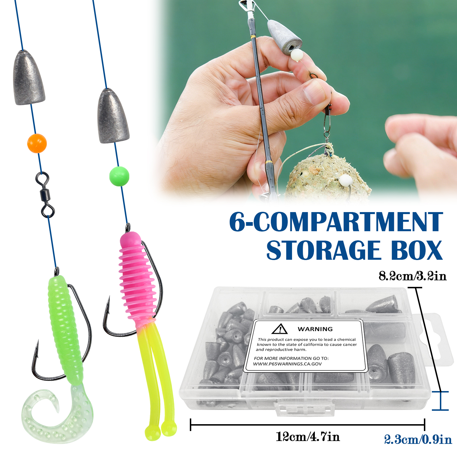 FREE FISHER 50pcs/Box Fishing Weights,Mixed Bullet Plumb,Lead Sinker,Throwing Fishing Tackle Accessories Split Shot Sinkers 