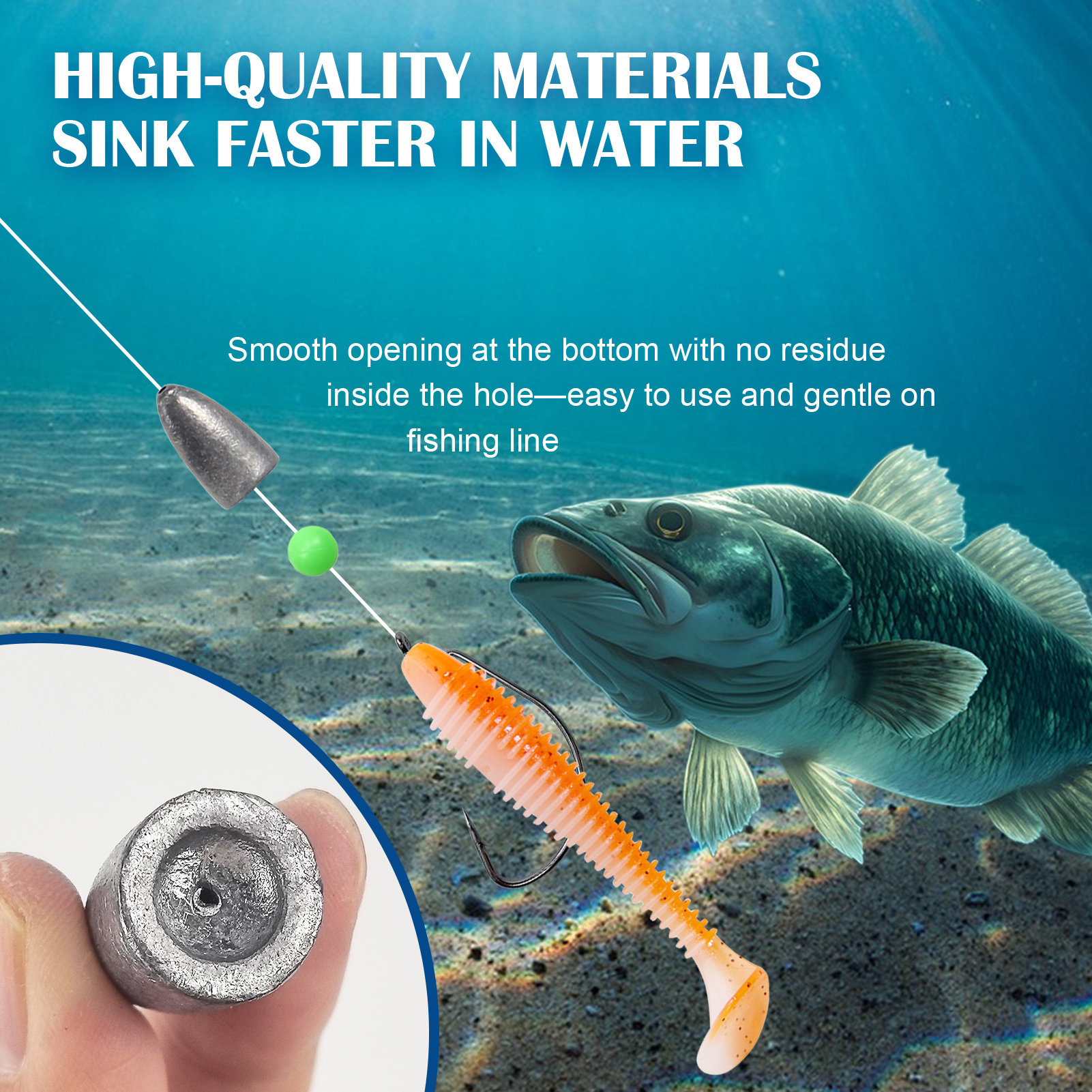 FREE FISHER 50pcs/Box Fishing Weights,Mixed Bullet Plumb,Lead Sinker,Throwing Fishing Tackle Accessories Split Shot Sinkers 