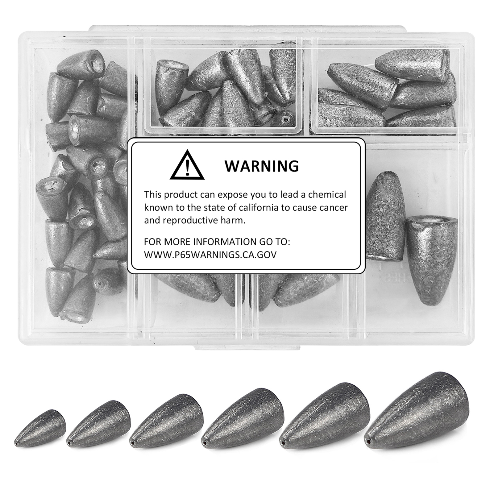 FREE FISHER 50pcs/Box Fishing Weights,Mixed Bullet Plumb,Lead Sinker,Throwing Fishing Tackle Accessories Split Shot Sinkers 