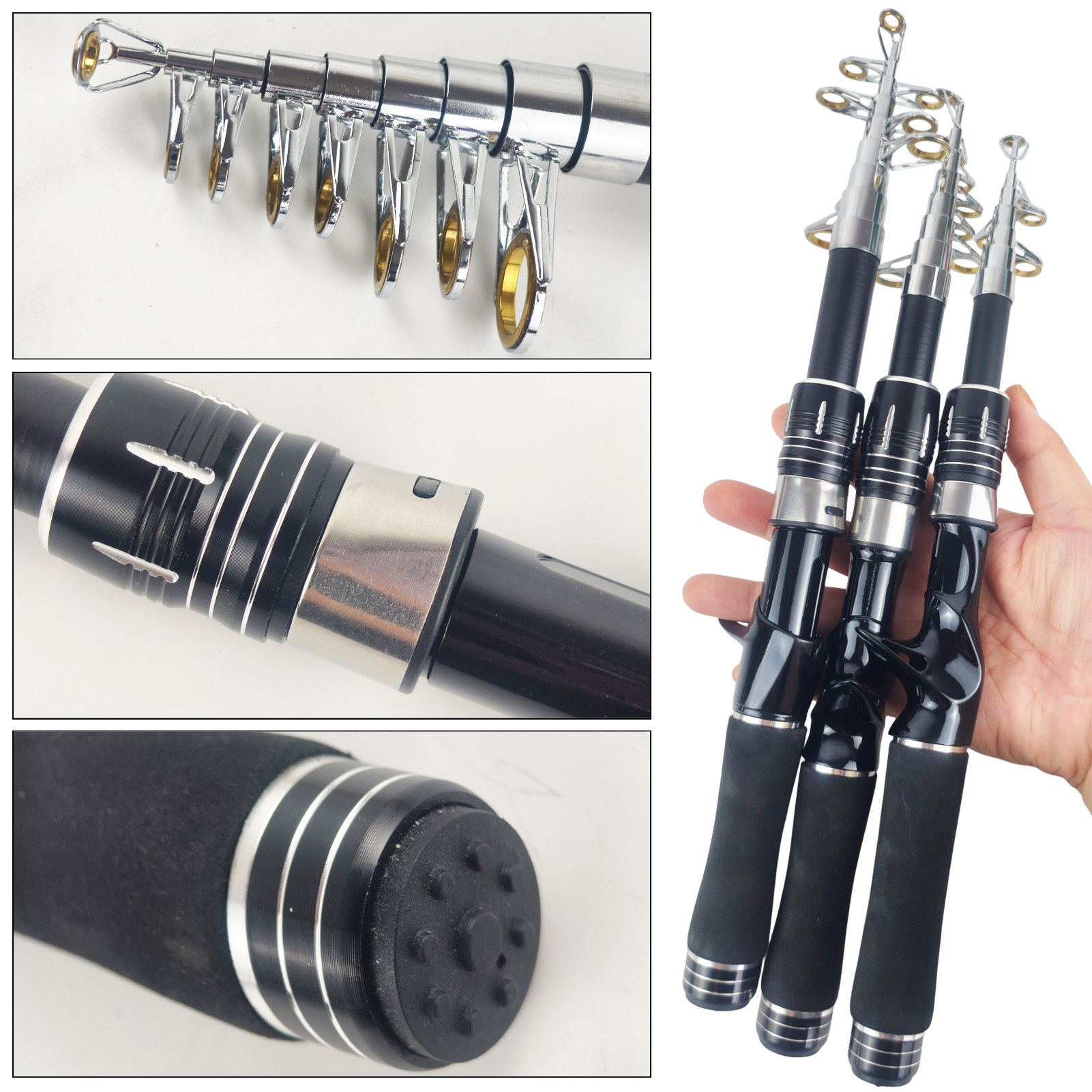 FREE FISHER Sea Fishing Rod,Telescopic Fishing Fiberglass Casting Rod,1.6m/1.8m/2.1m Collapsible Extendable EVA Handle Fish Pole 