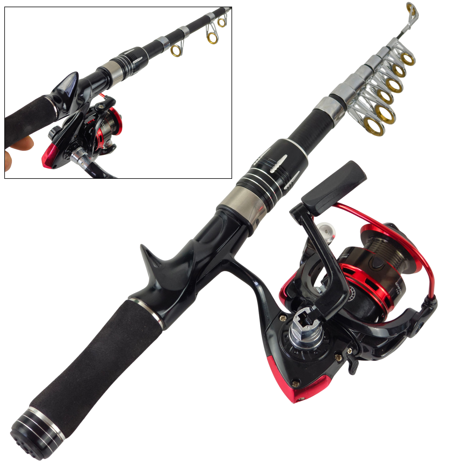 FREE FISHER Sea Fishing Rod,Telescopic Fishing Fiberglass Casting Rod,1.6m/1.8m/2.1m Collapsible Extendable EVA Handle Fish Pole 