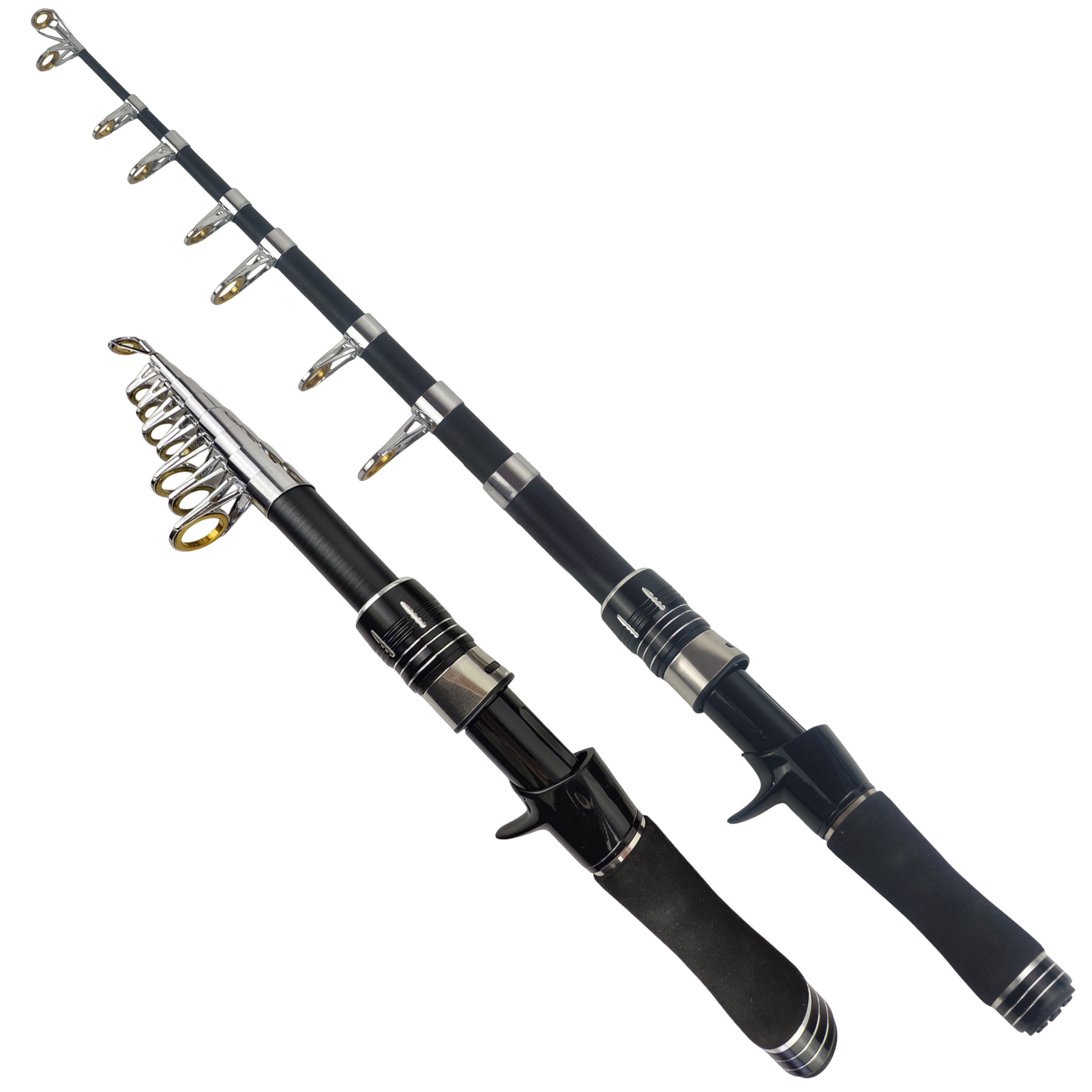 FREE FISHER Sea Fishing Rod,Telescopic Fishing Fiberglass Casting Rod,1.6m/1.8m/2.1m Collapsible Extendable EVA Handle Fish Pole 