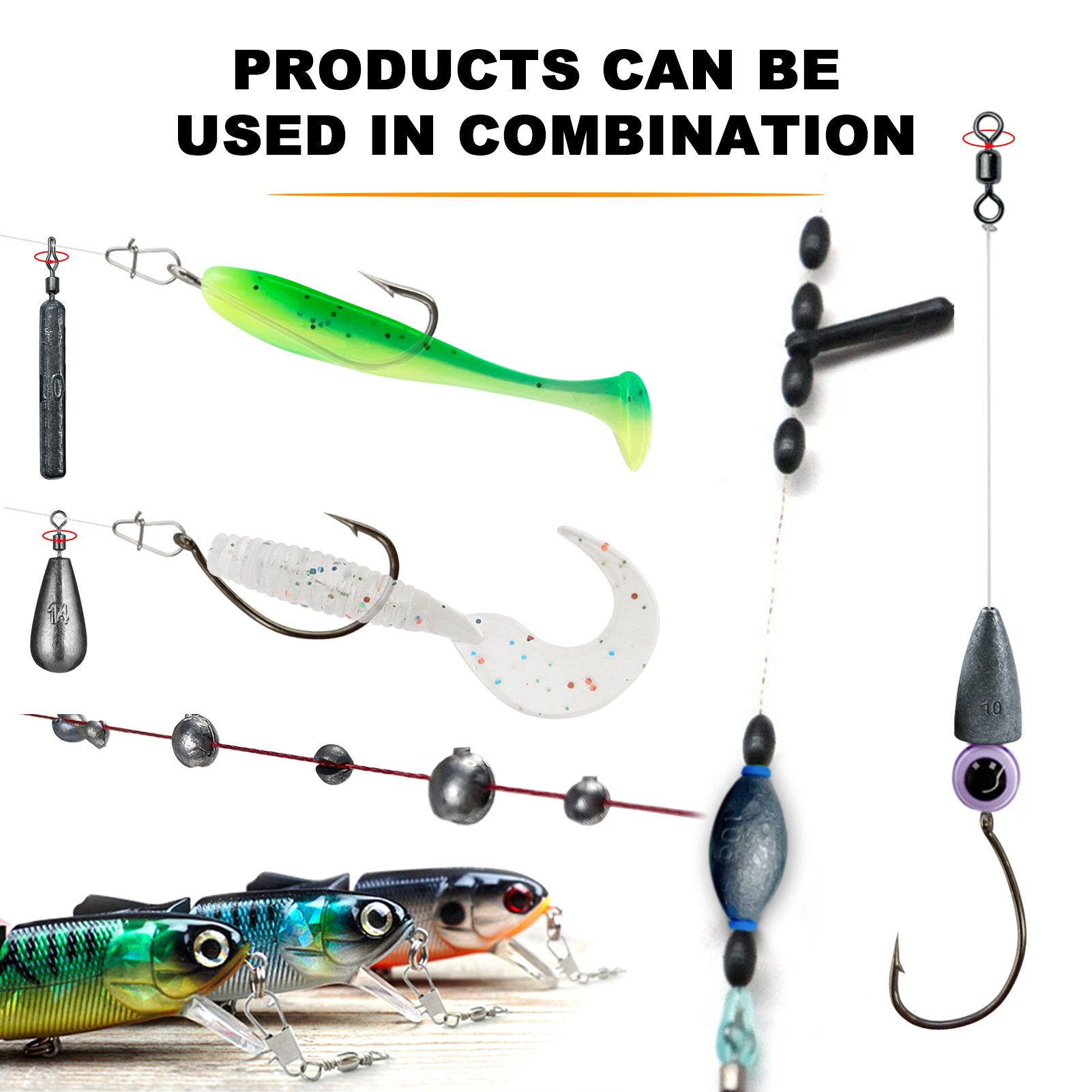 FREE FISHER 311pcs Fishing Soft Lures + Backpack Fishing Weights Hooks Hard Baits Beads Swivels Metal Spoon Spinnerbaits Fish Tackle Box Kit