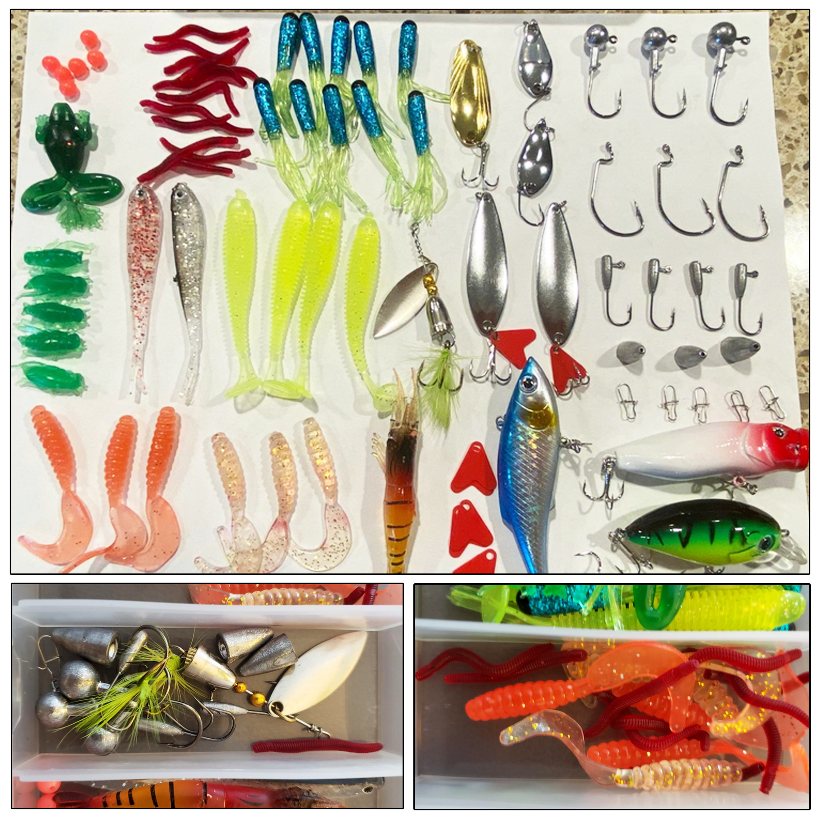 Fishing Gear Set 392pcs/Lot Fish Hook Remover Gripper Pliers Tools Kit Backpack Fishing Lures Baits Accessories Bag for Saltwater