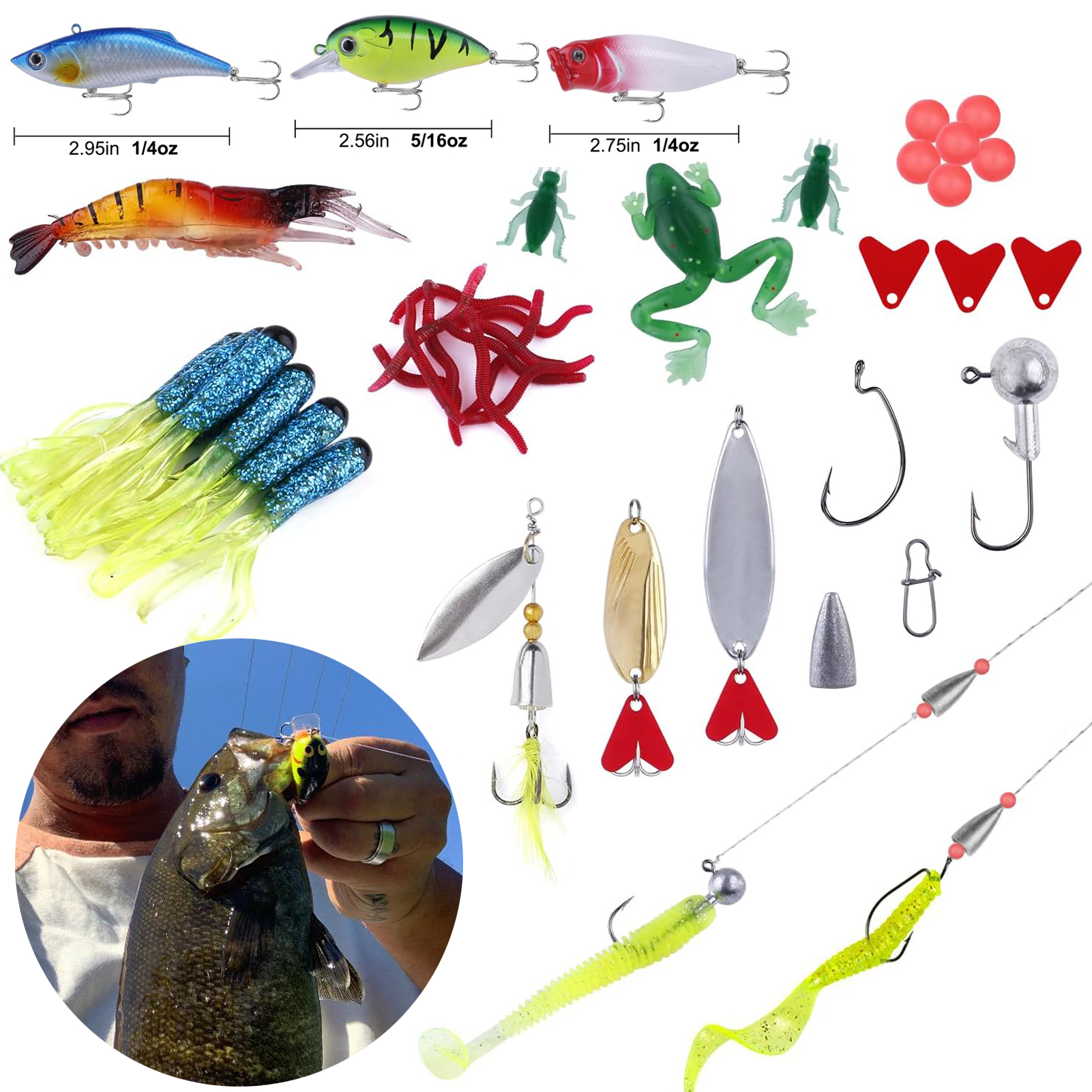 Fishing Gear Set 392pcs/Lot Fish Hook Remover Gripper Pliers Tools Kit Backpack Fishing Lures Baits Accessories Bag for Saltwater