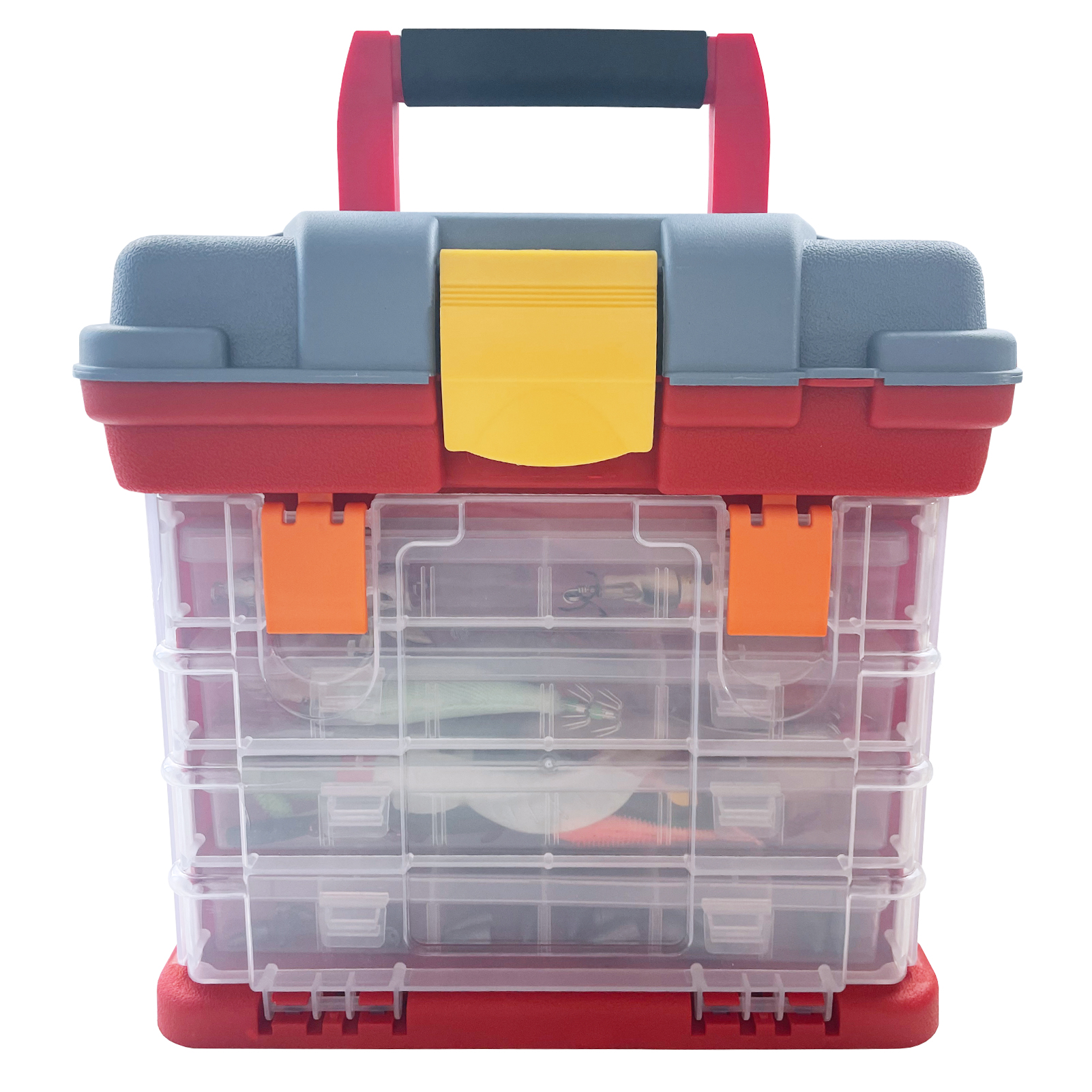 FREE FISHER Fishing Tackle Box,353pcs/Lot Multifunctional Portable 4-Layer Fishing Lures Storage Case with Baits Line Hooks Beads Sinkers Swivels