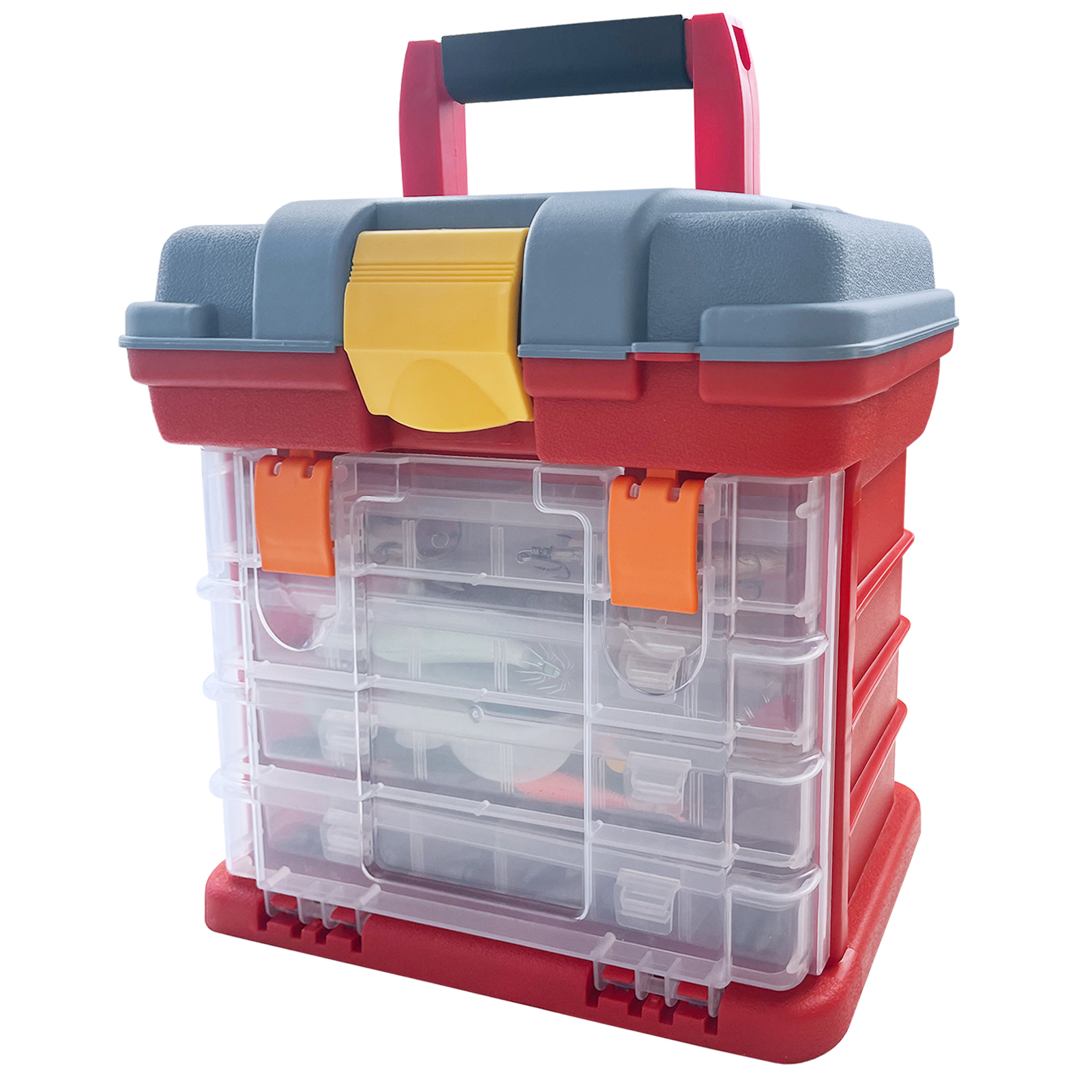 FREE FISHER Fishing Tackle Box,353pcs/Lot Multifunctional Portable 4-Layer Fishing Lures Storage Case with Baits Line Hooks Beads Sinkers Swivels