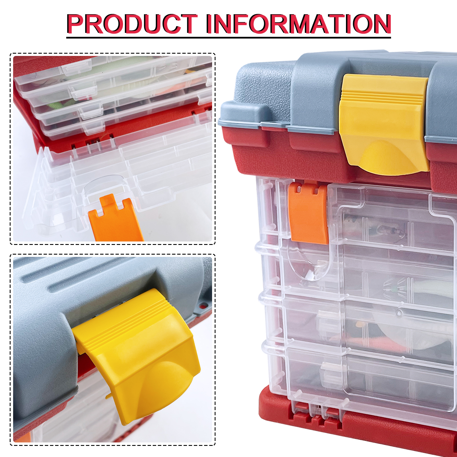 FREE FISHER Fishing Tackle Box,353pcs/Lot Multifunctional Portable 4-Layer Fishing Lures Storage Case with Baits Line Hooks Beads Sinkers Swivels