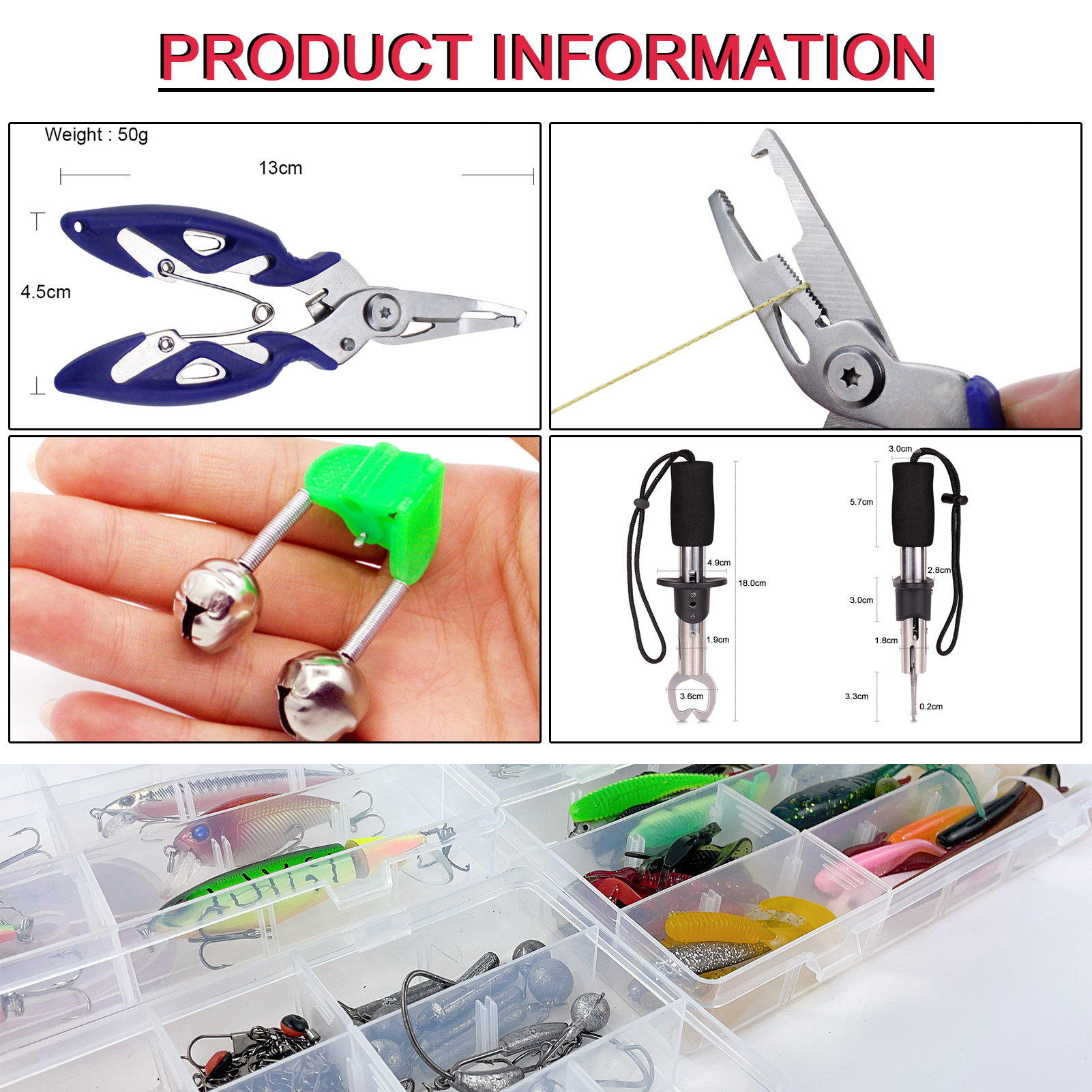 FREE FISHER Fishing Tackle Box,353pcs/Lot Multifunctional Portable 4-Layer Fishing Lures Storage Case with Baits Line Hooks Beads Sinkers Swivels