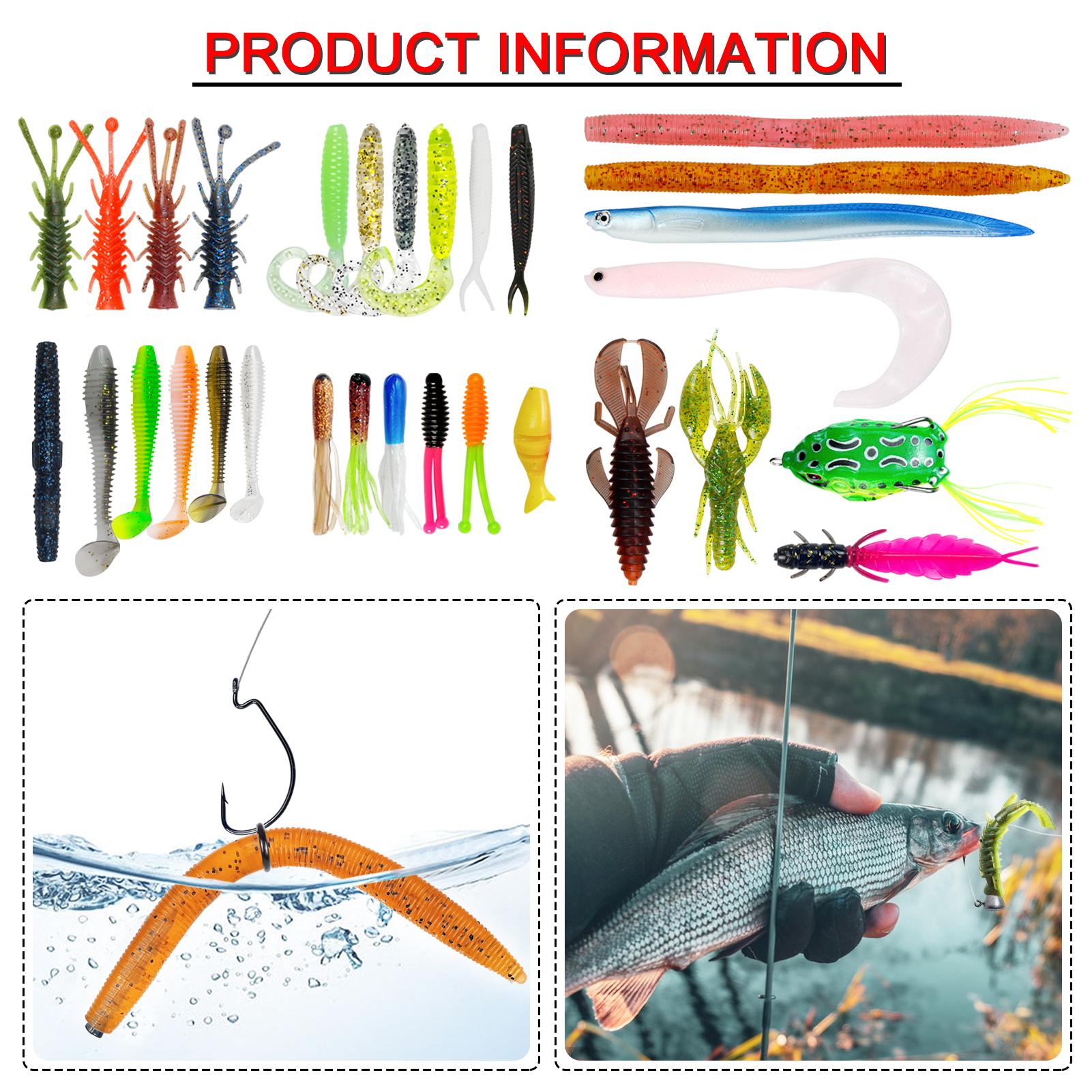 FREE FISHER 491pcs/Box Fishing Tackle Kit Mixed Soft Lures Hard Baits Fishing Griper Hooks Sinkers Jigs Swivels Beads for Freshwater Saltwater