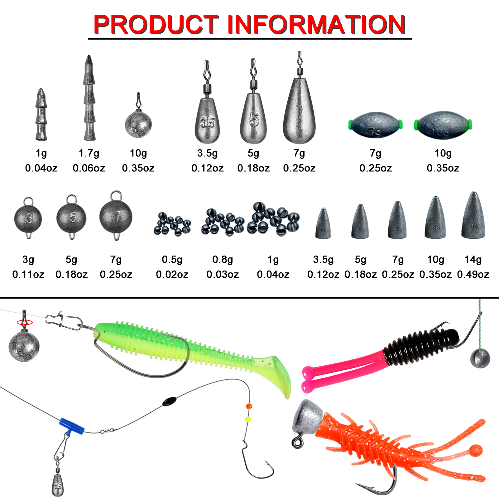 FREE FISHER 491pcs/Box Fishing Tackle Kit Mixed Soft Lures Hard Baits Fishing Griper Hooks Sinkers Jigs Swivels Beads for Freshwater Saltwater