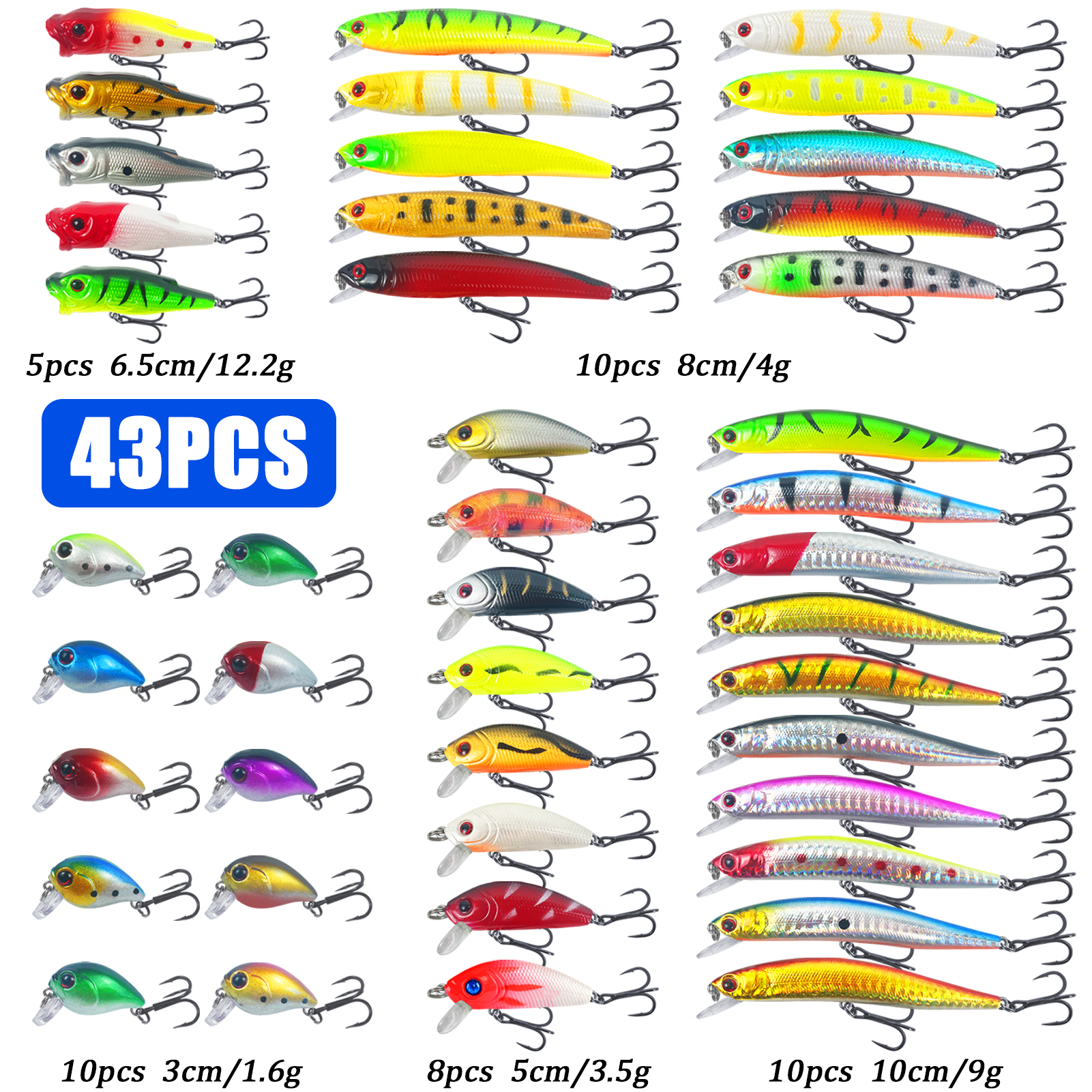 FREE FISHER 271pcs/Box Freshwater Lures Kit,Fishing Hard Baits,Mixed Artificial Lures Soft Worms,Sinkers Swivels Line Fishing Accessories Set
