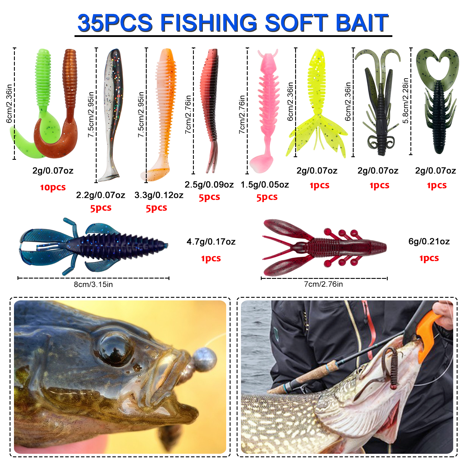 FREE FISHER 271pcs/Box Freshwater Lures Kit,Fishing Hard Baits,Mixed Artificial Lures Soft Worms,Sinkers Swivels Line Fishing Accessories Set