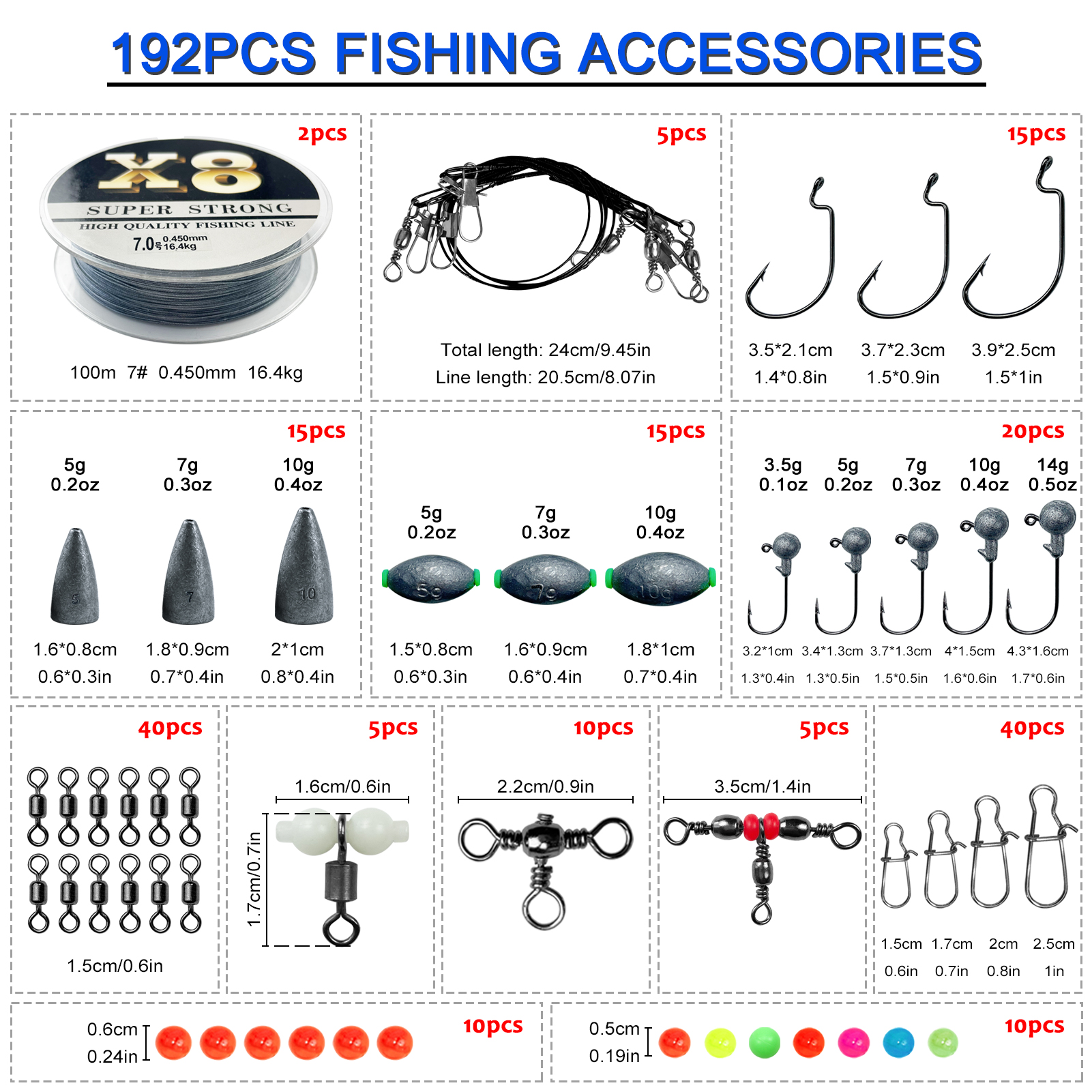 FREE FISHER 271pcs/Box Freshwater Lures Kit,Fishing Hard Baits,Mixed Artificial Lures Soft Worms,Sinkers Swivels Line Fishing Accessories Set