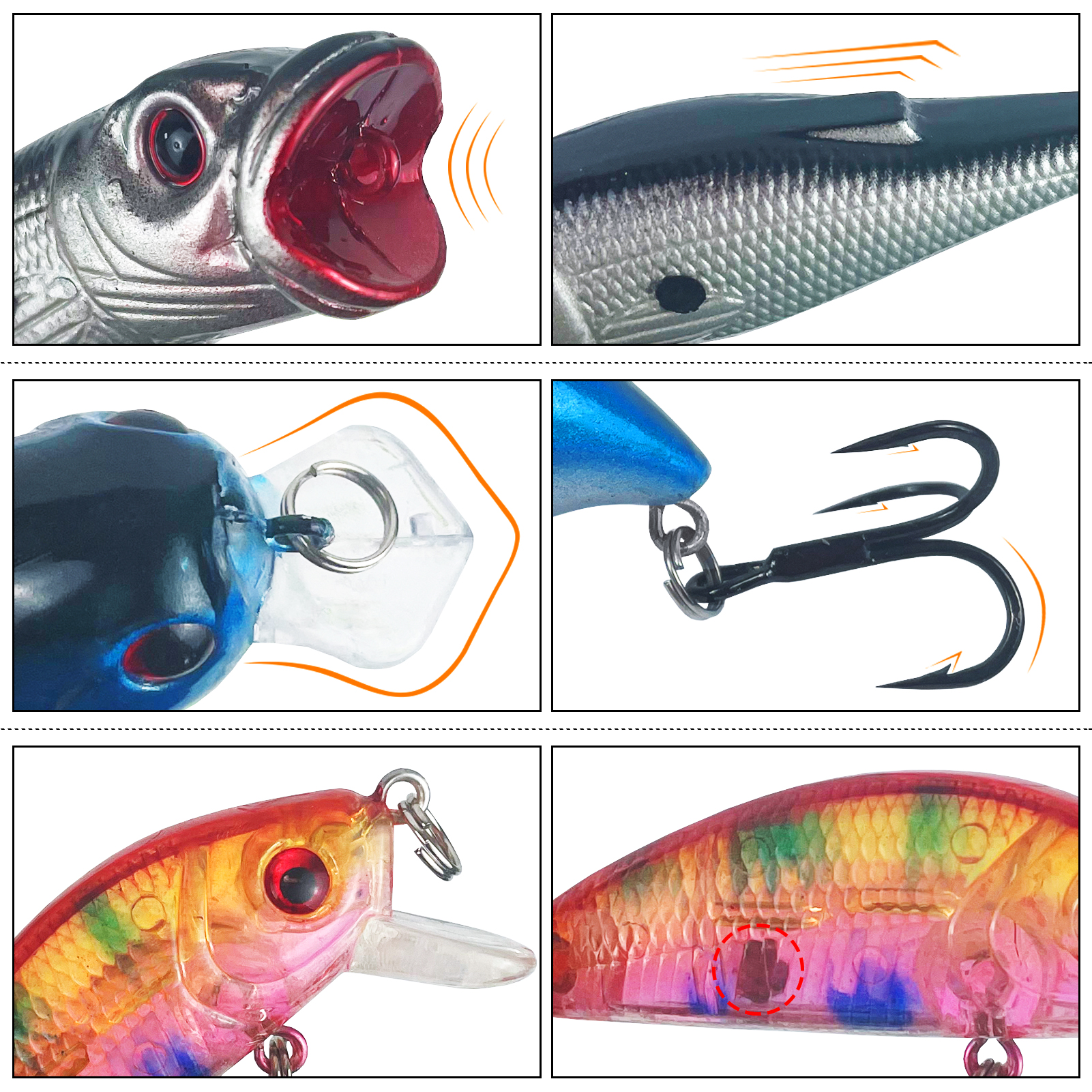 FREE FISHER 271pcs/Box Freshwater Lures Kit,Fishing Hard Baits,Mixed Artificial Lures Soft Worms,Sinkers Swivels Line Fishing Accessories Set