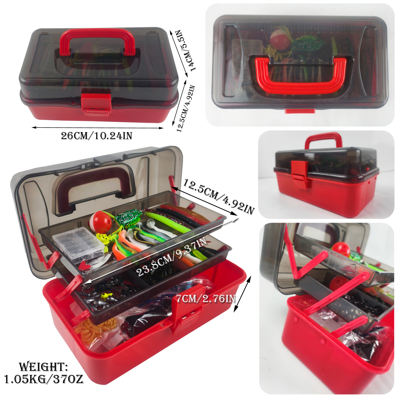 FREE FISHER 423pcs/Lot Fishing Tackle Box,Soft Worm Lures,Frogs Jig Hooks,Gripper Pliers Tooks,Fishing Weights, Spoon Baits Kit