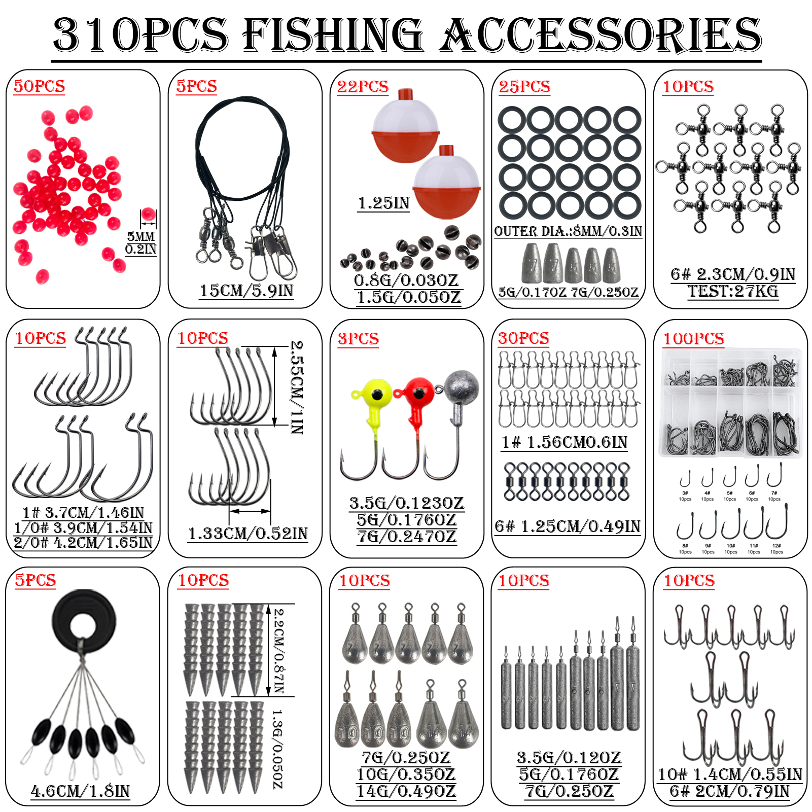 FREE FISHER 428pcs/Box Fishing Tackle Box with Sea Urchin Baits,Frogs Jig Hooks,Fishing Weights Gripper Pliers Tools,Bass Lures