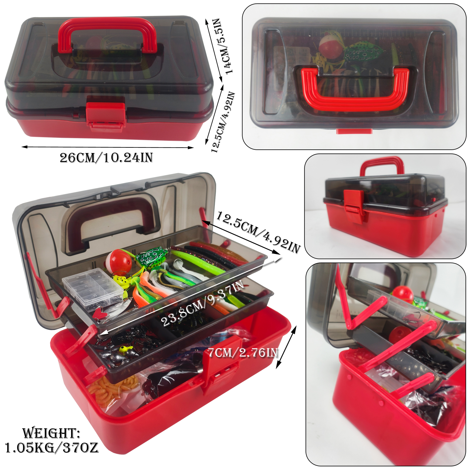 FREE FISHER 428pcs/Box Fishing Tackle Box with Sea Urchin Baits,Frogs Jig Hooks,Fishing Weights Gripper Pliers Tools,Bass Lures