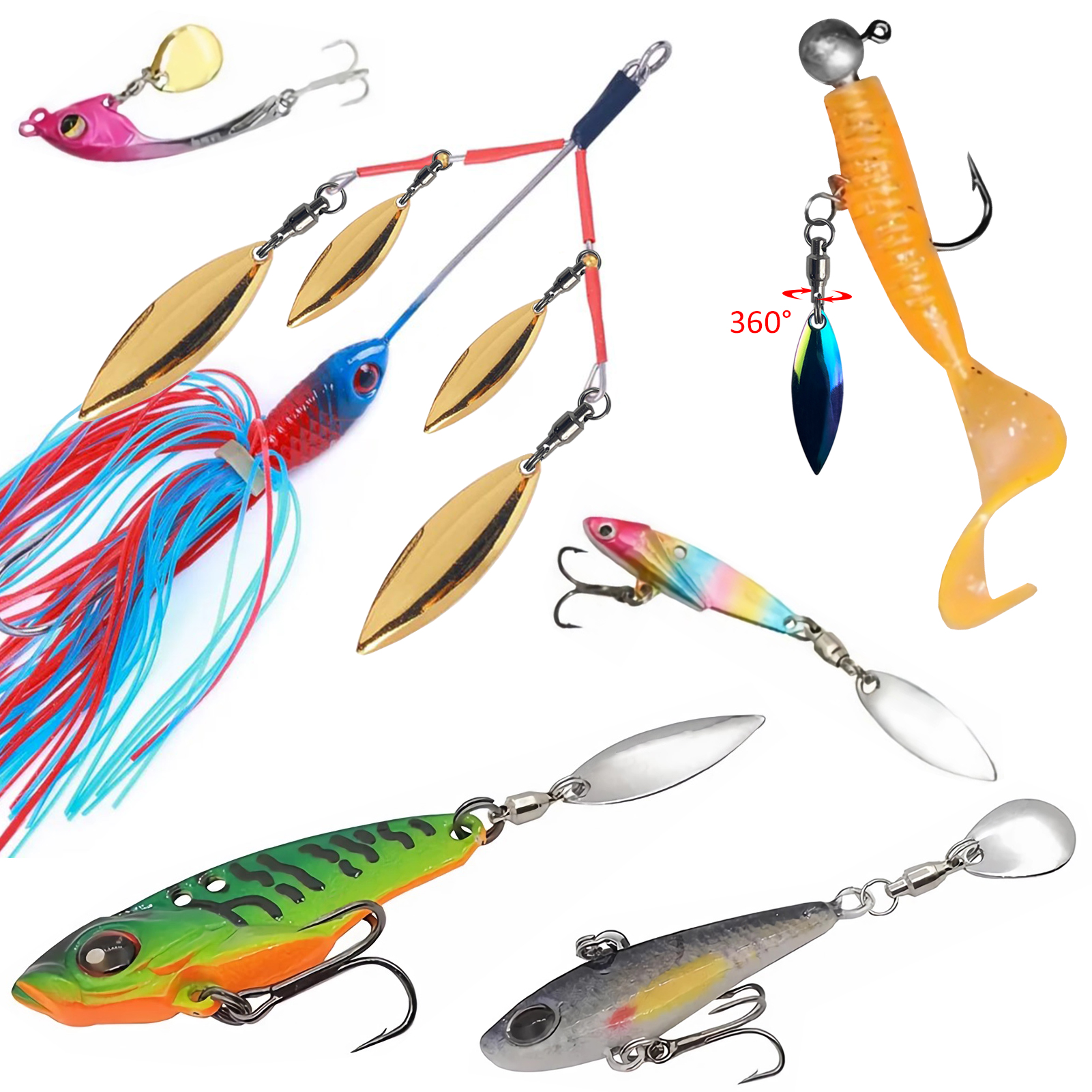 FREE FISHER 61pcs/Lot Fishing Spinners Kit Metal Sequins Spinnerbaits Spoons Accessory Walleye Rig Lure Fishing Attractor Assorted Set