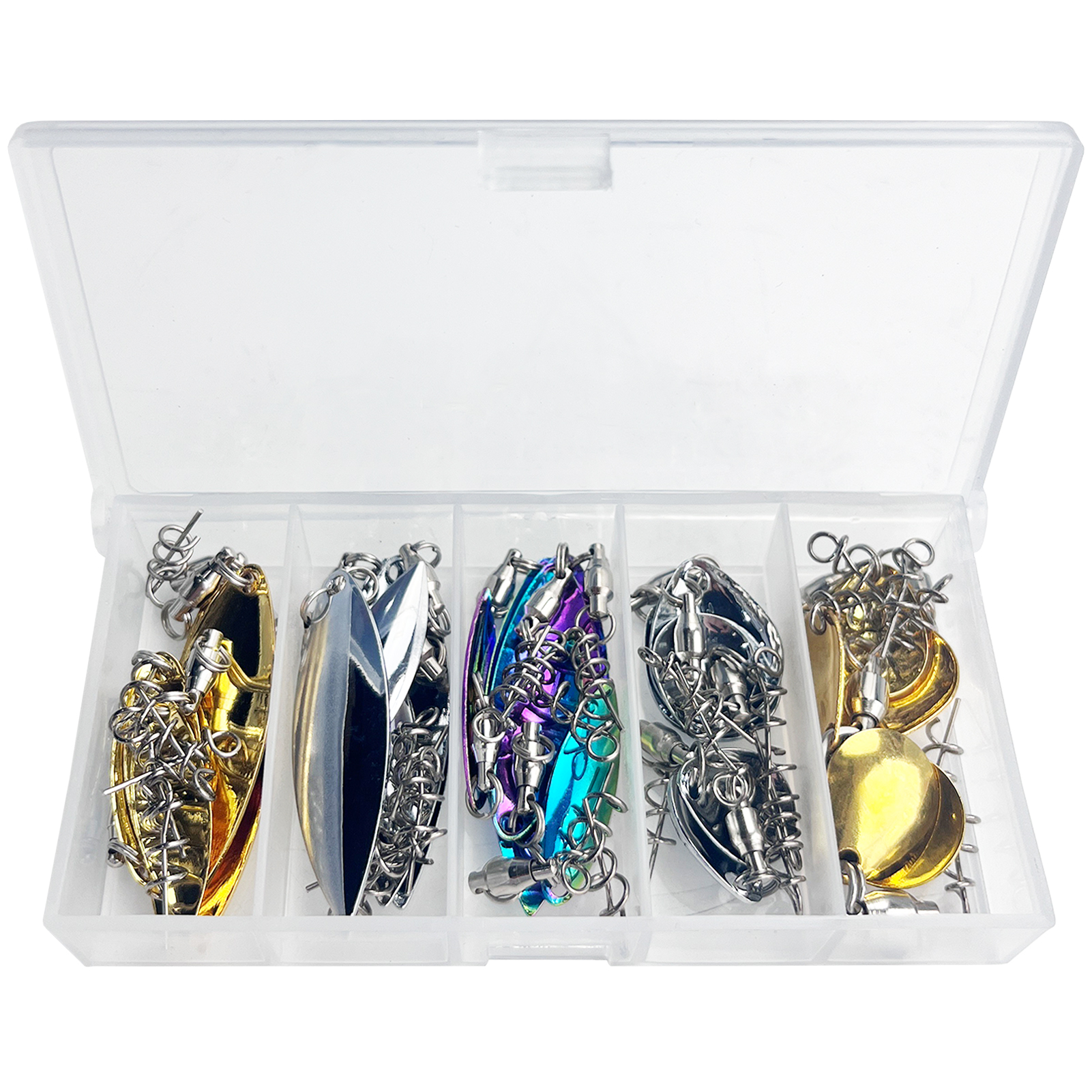 FREE FISHER 61pcs/Lot Fishing Spinners Kit Metal Sequins Spinnerbaits Spoons Accessory Walleye Rig Lure Fishing Attractor Assorted Set