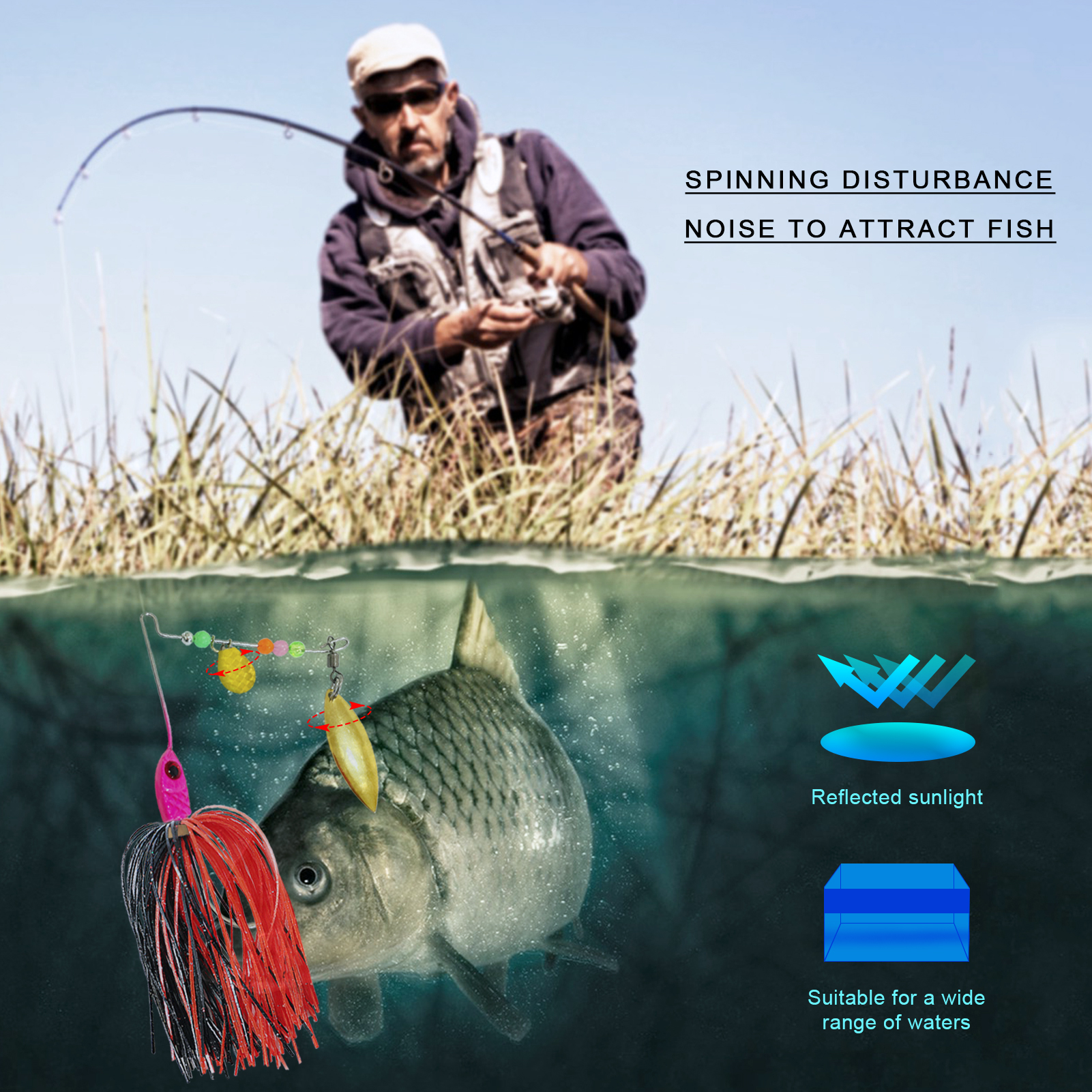 FREE FISHER 209pcs Fishing Spinnerbaits Materials,Metal Sequins Set,Buzzbaits Rubber Skirts,Fishing Attractor Assorted Kit