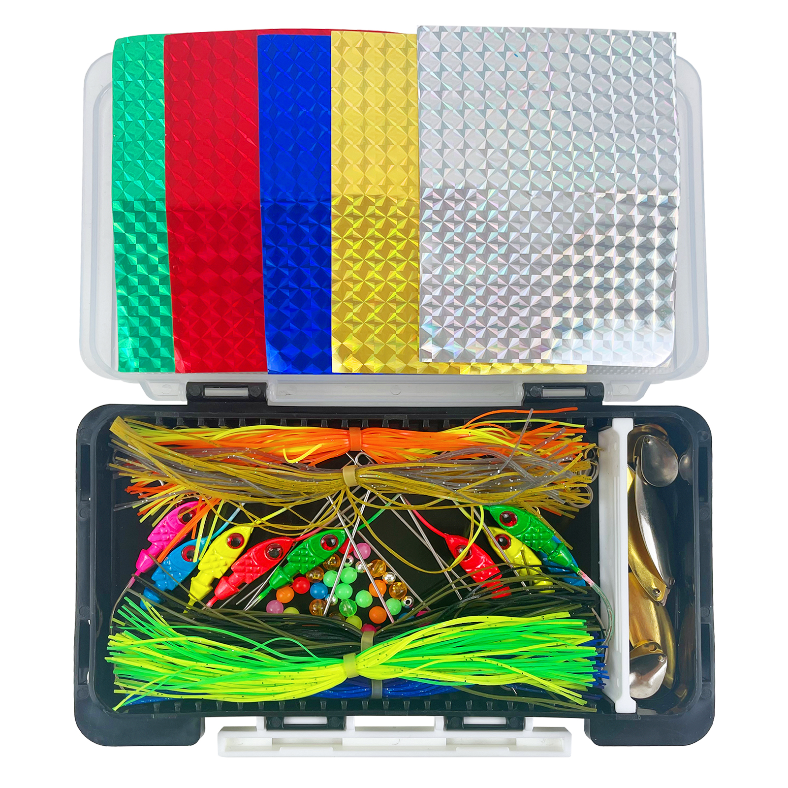 FREE FISHER 209pcs Fishing Spinnerbaits Materials,Metal Sequins Set,Buzzbaits Rubber Skirts,Fishing Attractor Assorted Kit