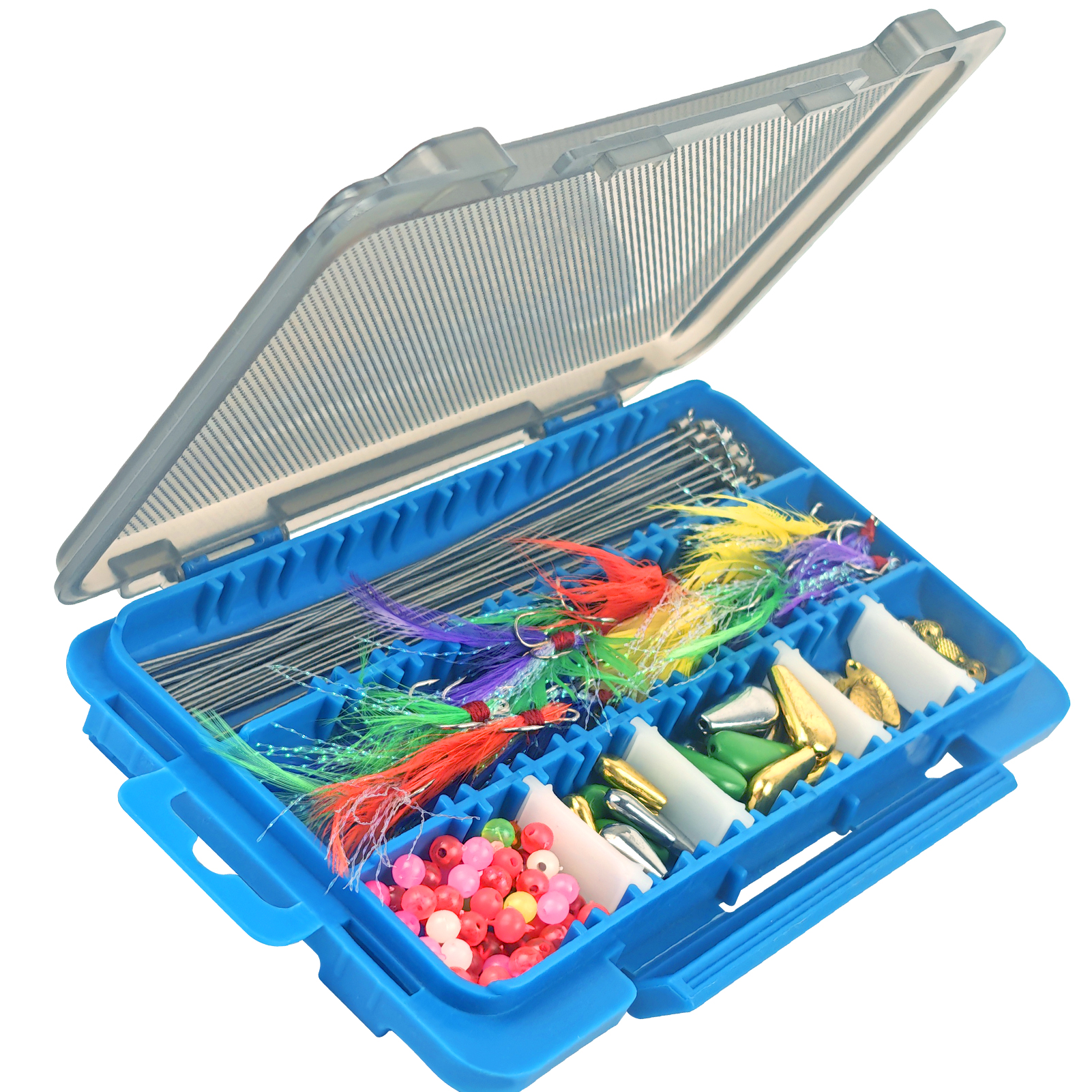 FREE FISHER 143pcs Fishing Spinnerbaits DIY Kit Metal Sequins Feather Treble Hooks Sinkers Beads Making Spinner Lure Accessories Box for Bass Trout