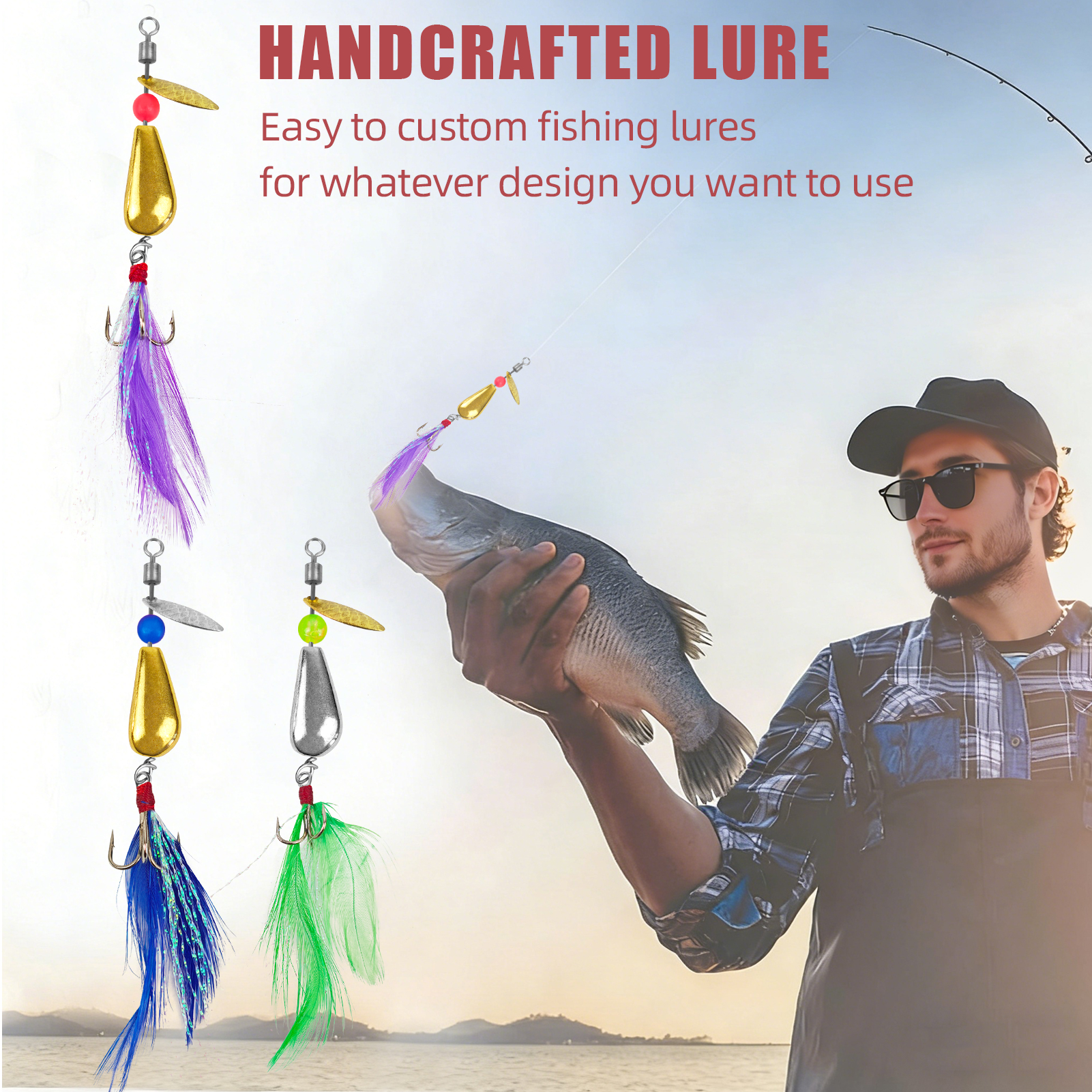 FREE FISHER 143pcs Fishing Spinnerbaits DIY Kit Metal Sequins Feather Treble Hooks Sinkers Beads Making Spinner Lure Accessories Box for Bass Trout