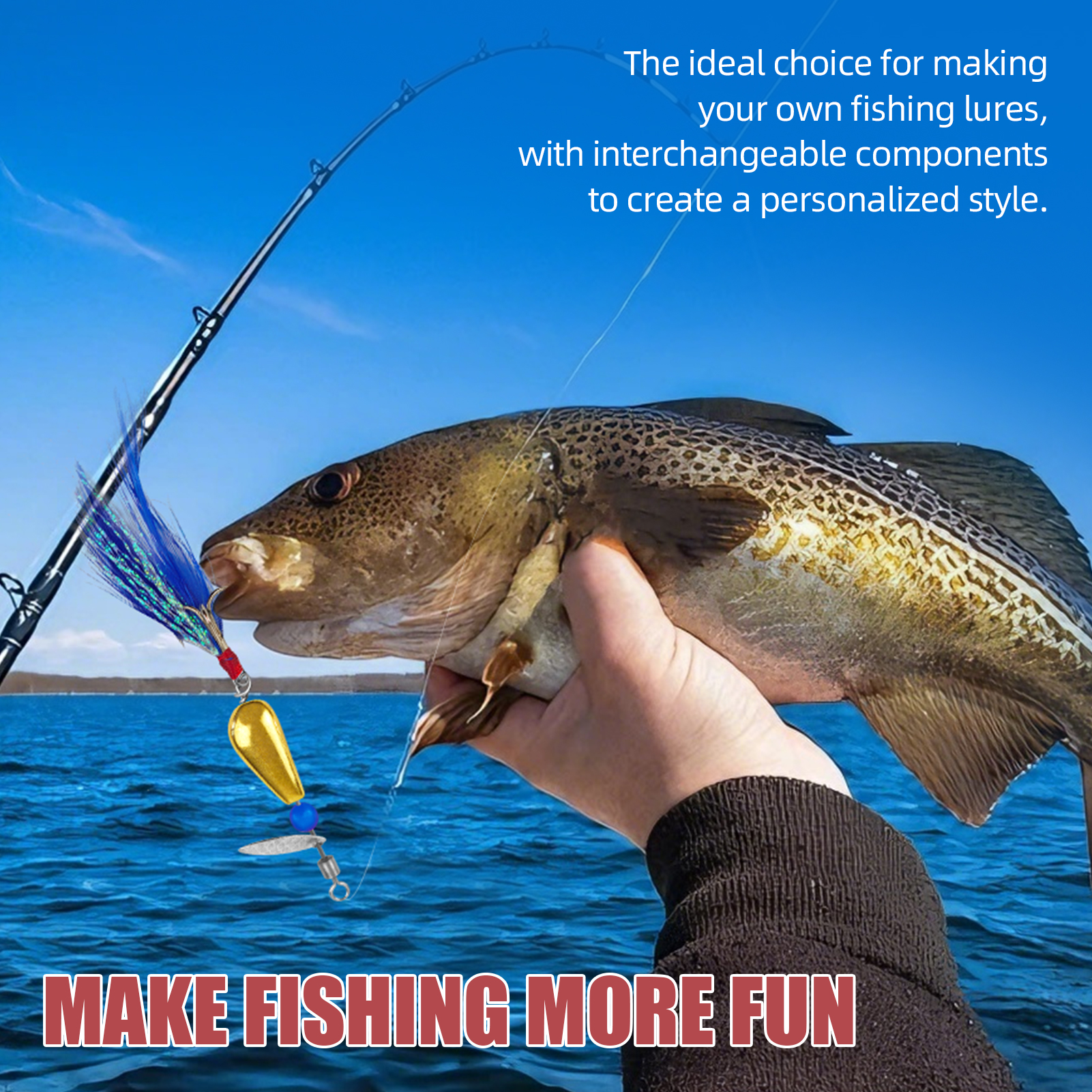 FREE FISHER 143pcs Fishing Spinnerbaits DIY Kit Metal Sequins Feather Treble Hooks Sinkers Beads Making Spinner Lure Accessories Box for Bass Trout