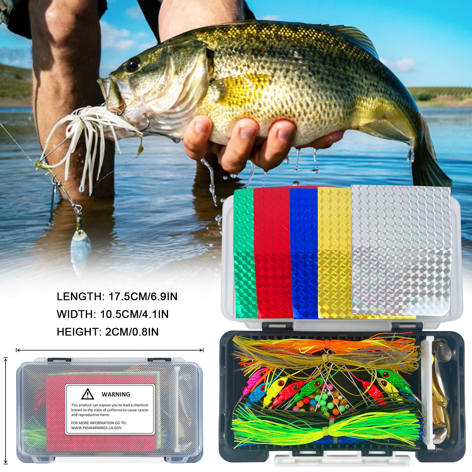 FREE FISHER 148pcs Fishing Spinnerbaits Materials Metal Sequins Set Buzzbaits Rubber Skirts Beads Blades Swivels Laser Paper for Bass Trout