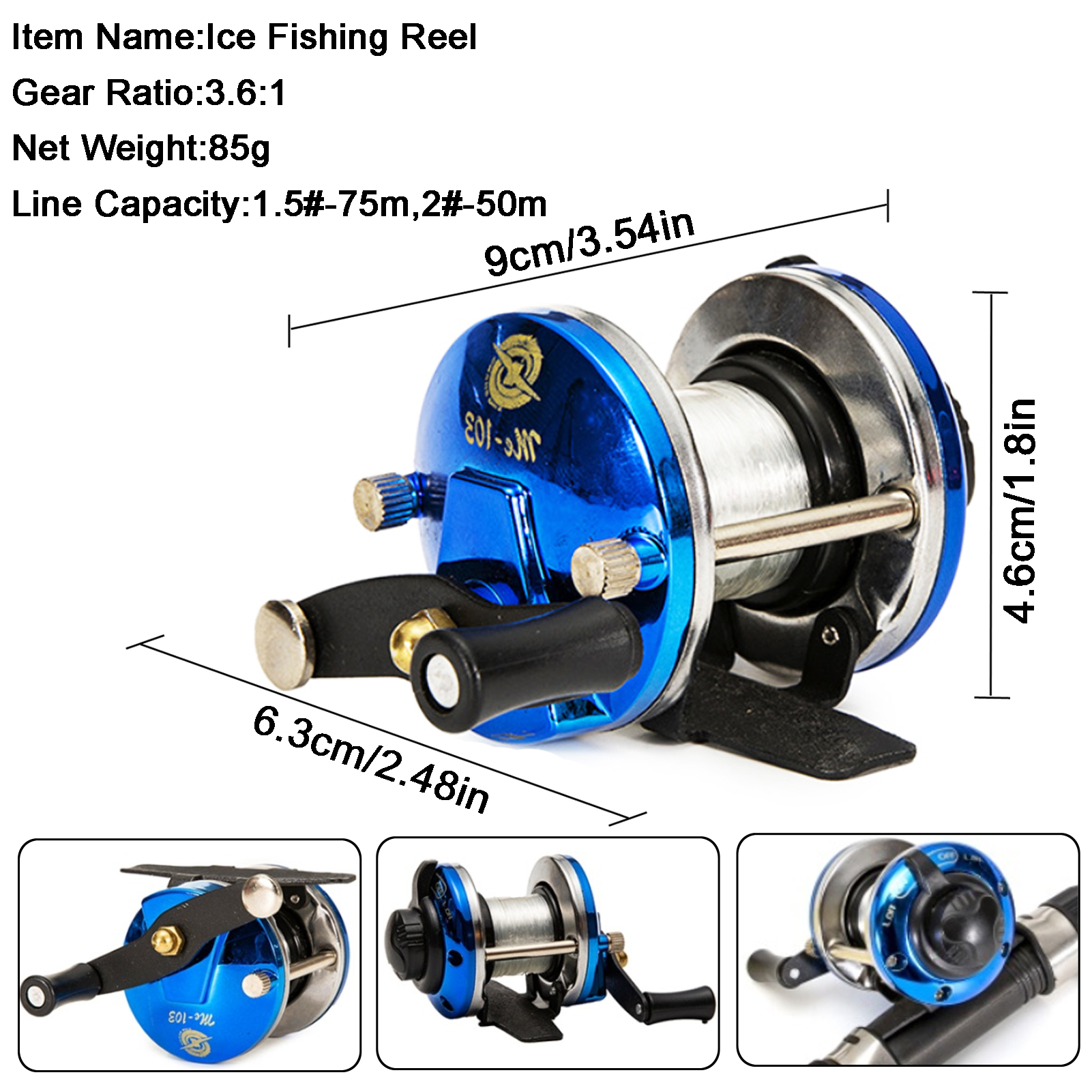 FREE FISHER Winter Fishing Rod Reel Kit with 113pcs Ice Fishing Hooks 67cm Telescopic Adjustable Carbon Fiber 3-Section Ice Fishing Pole Set