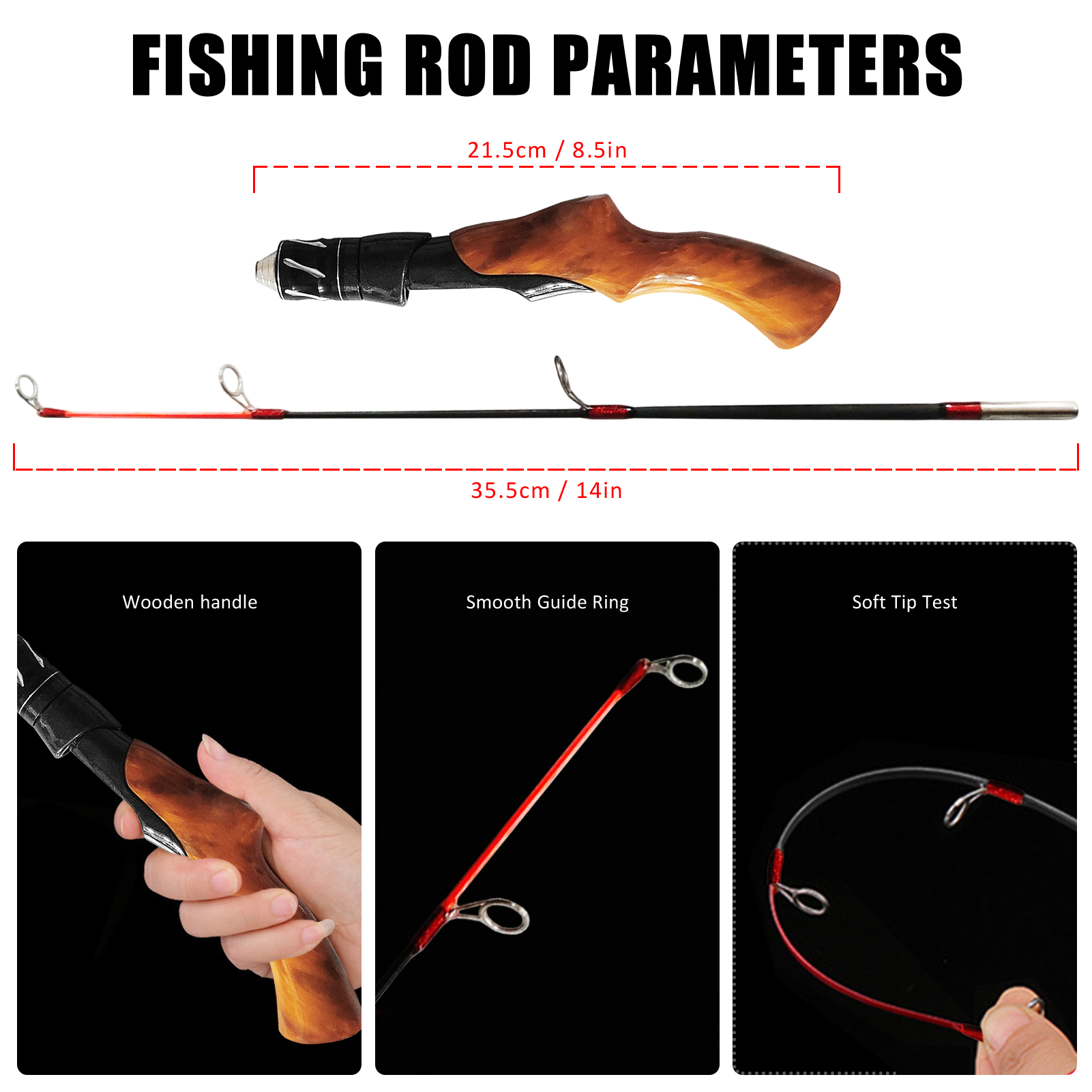 FREE FISHER 115pcs/Lot Ice Fishing Rod Reel Combo 2-Section Fishing Pole 3.2:1 Ice Wheel Jig Head Hooks Soft Shrimps Baits Winter Fishing Tackle Set