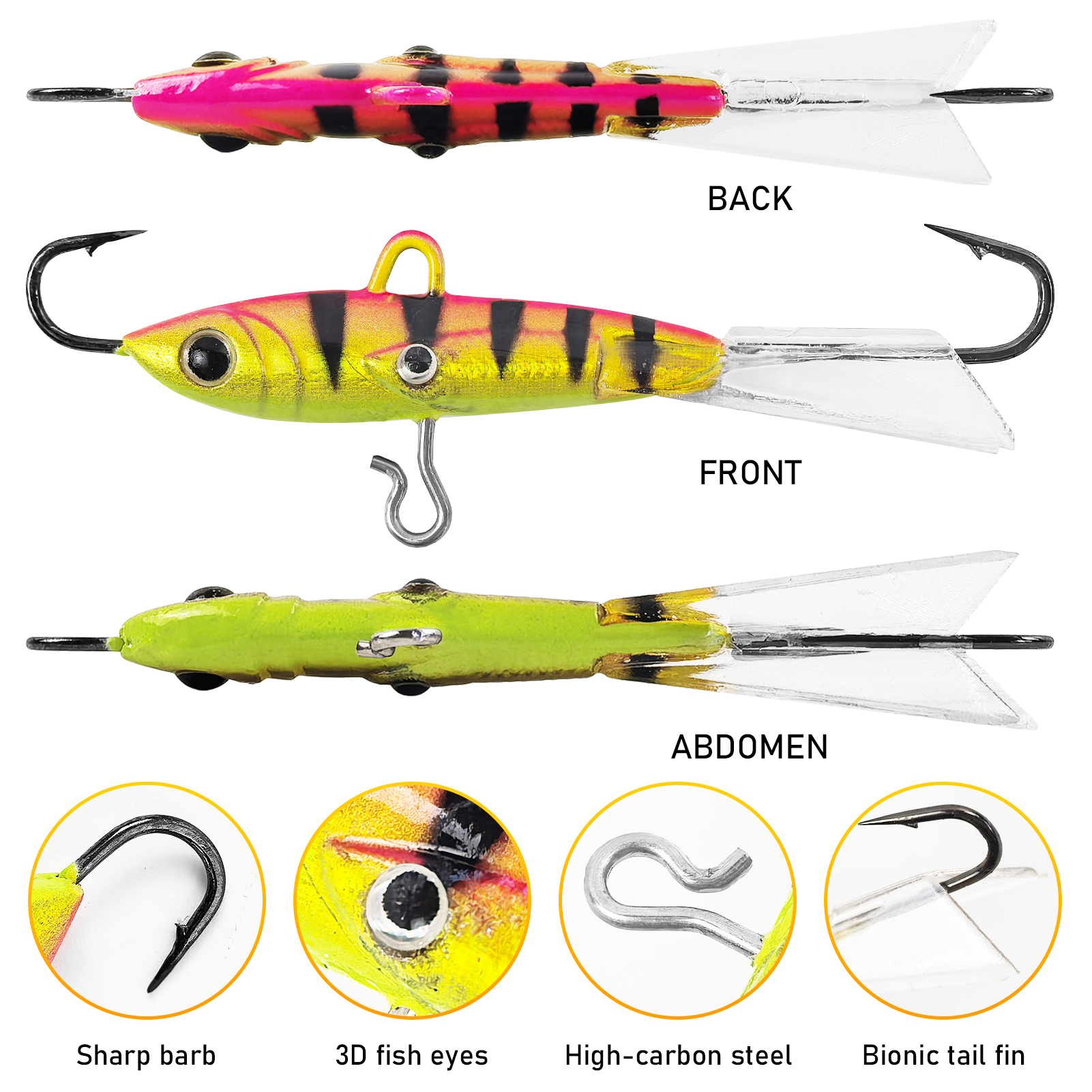 FREE FISHER 44pcs/Lot Ice Fishing Kit,Jig Head Hooks,Sinking Metal Balance Vibration Baits,Soft Lures,Vertical Jigs Treble Hooks,FISHING TACKLE BOX